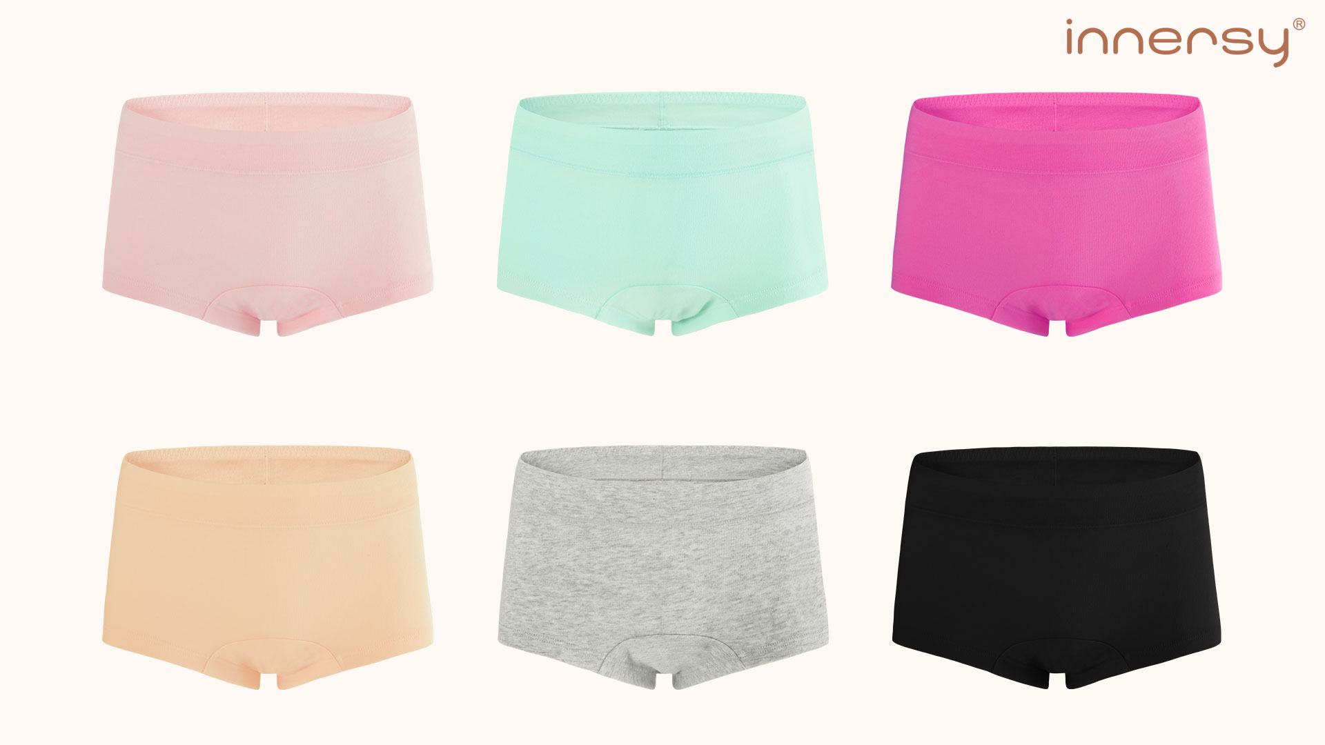 thumbnail video image 2 of INNERSY Girl's Cotton Underwear Breathable Boxer Briefs for Everyday Pack of 5 (12-14 Years,Solid Color), 2 of 8