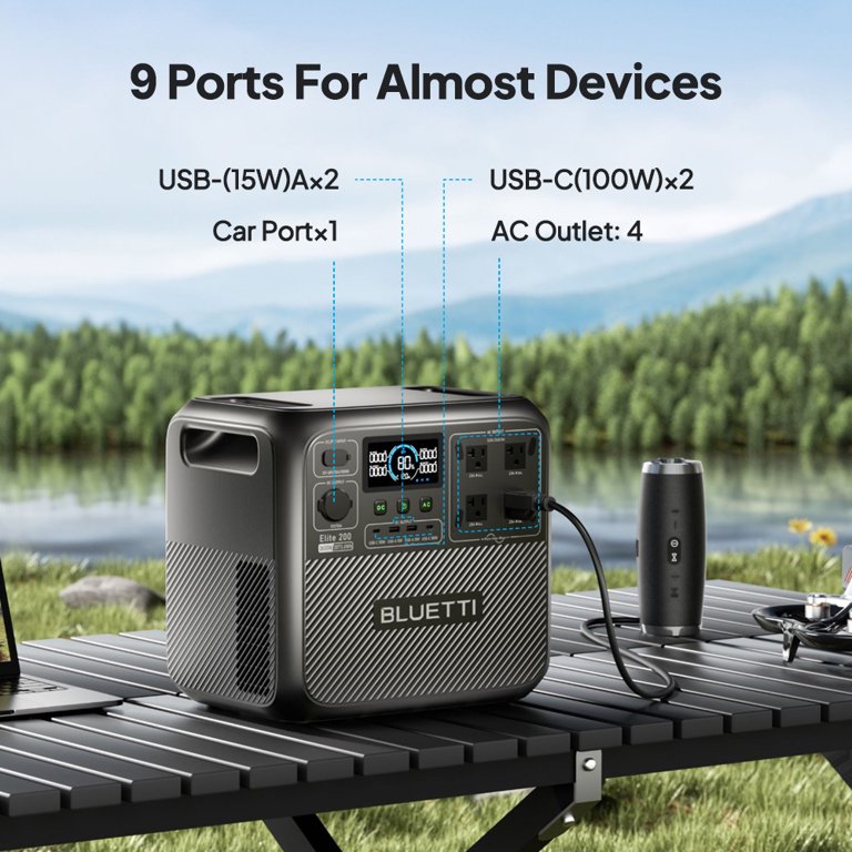 Bluetti Elite 200 V2 Portable Power Station, 2073.6Wh LiFePO4, Solar Generator for Camping and Off-Grid - Walmart.com