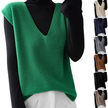 thumbnail video image 2 of Baqcunre Womens Vest Top Trendy, Autumn & Winter Women's Knitted Sweater Vest Sleeveless V-Neck Pullover Vest Loose Top Soft Knitted Pullover Sweater 1Pc Vest Green XL, 2 of 5