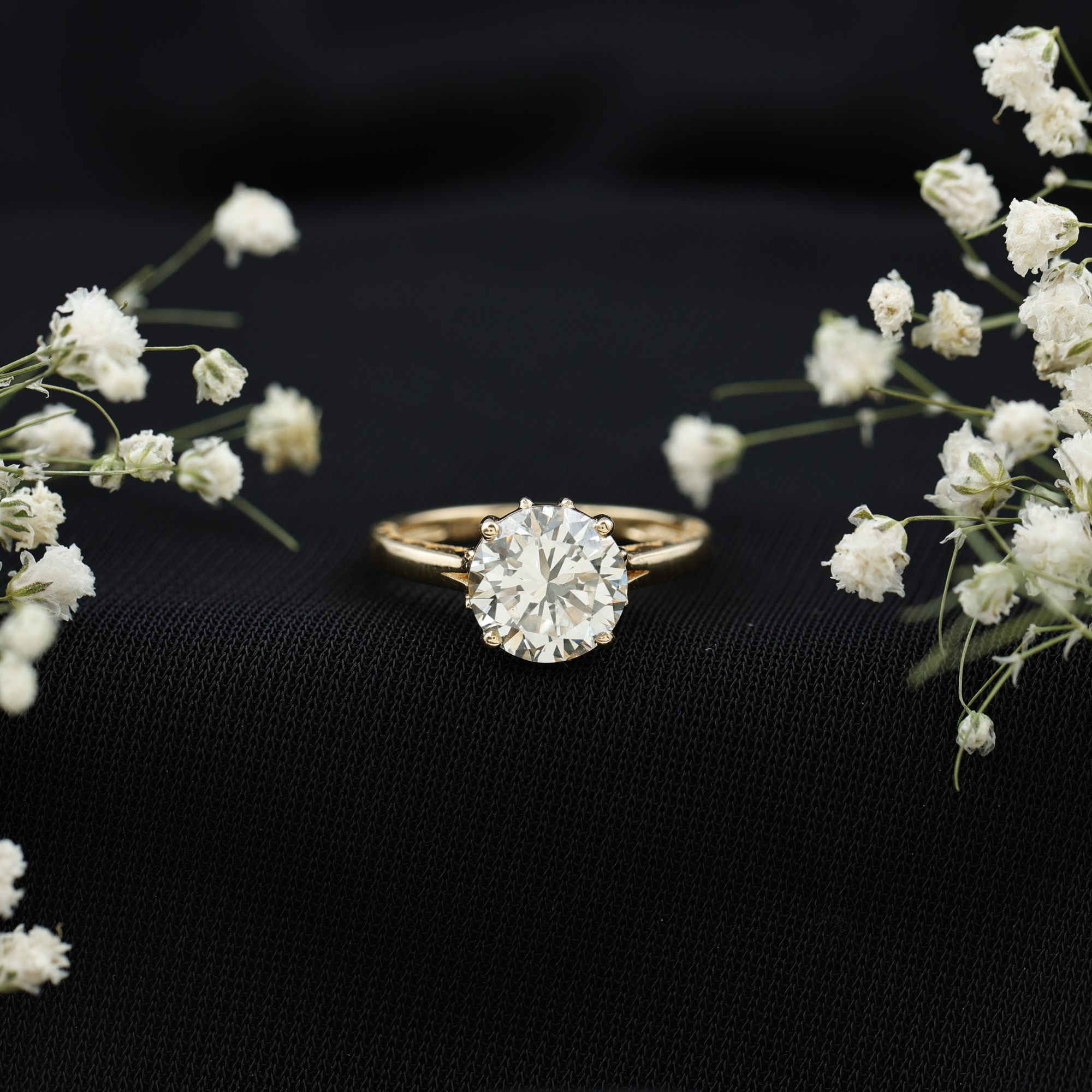 thumbnail video image 2 of Rosec Jewels - 2 Carat Lab Diamond Engagement Ring - 8 mm Round Diamond Solitaire Ring (Ef-VS Quality), 18K Yellow Gold, US 6.00, 2 of 9