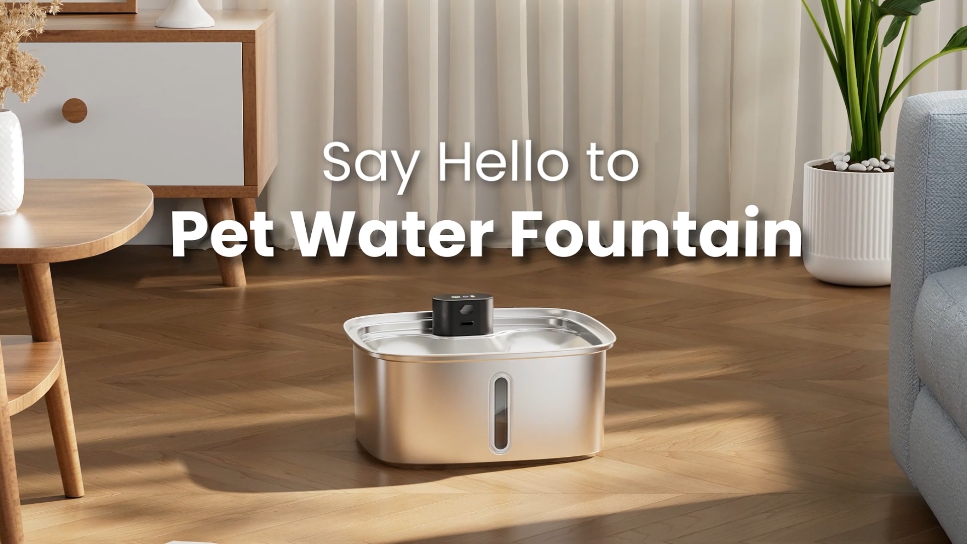 thumbnail video image 2 of Vacqueen 10 L Stainless Steel Dog & Cat Water Fountain with Filtration System & Silent Pump, 2 of 16