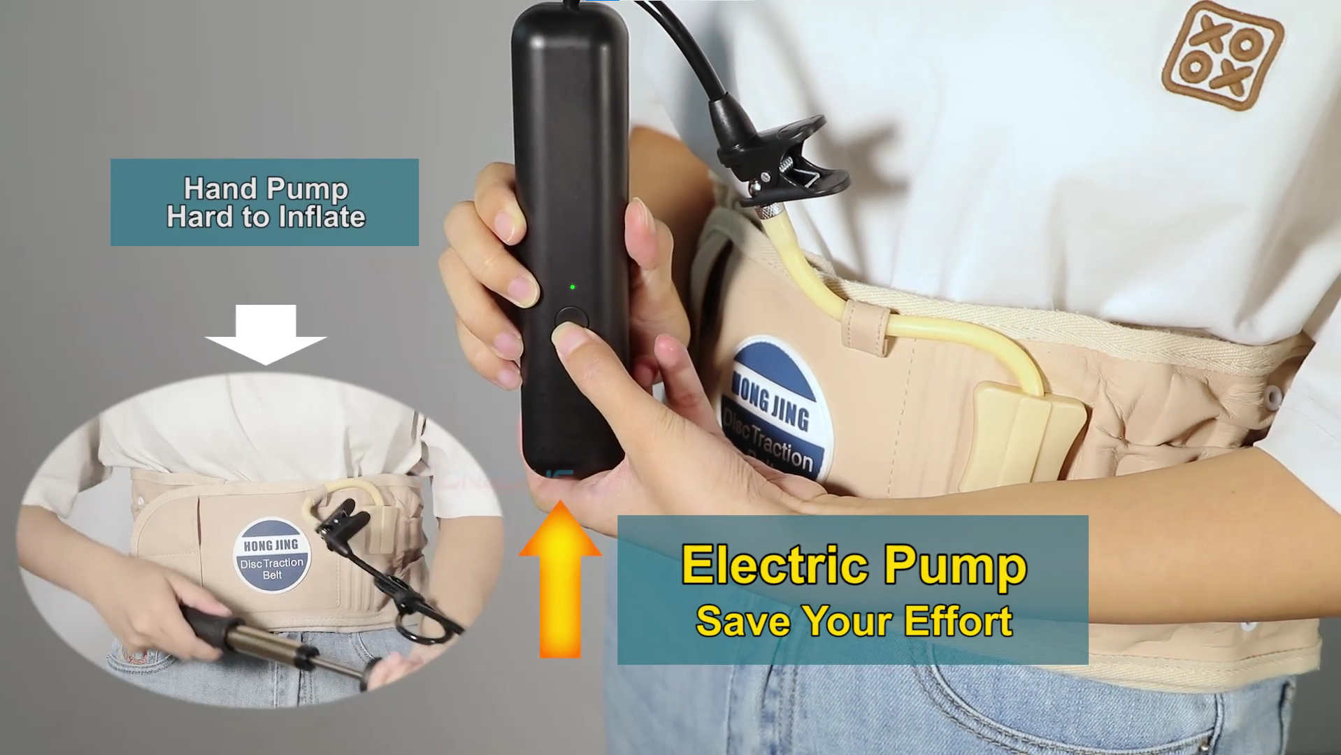 thumbnail video image 2 of HONGJING Decompression Back Belt with Electric Pump for Lower Back Pain Relief, One Size Fits 29-49 Inches, 2 of 4