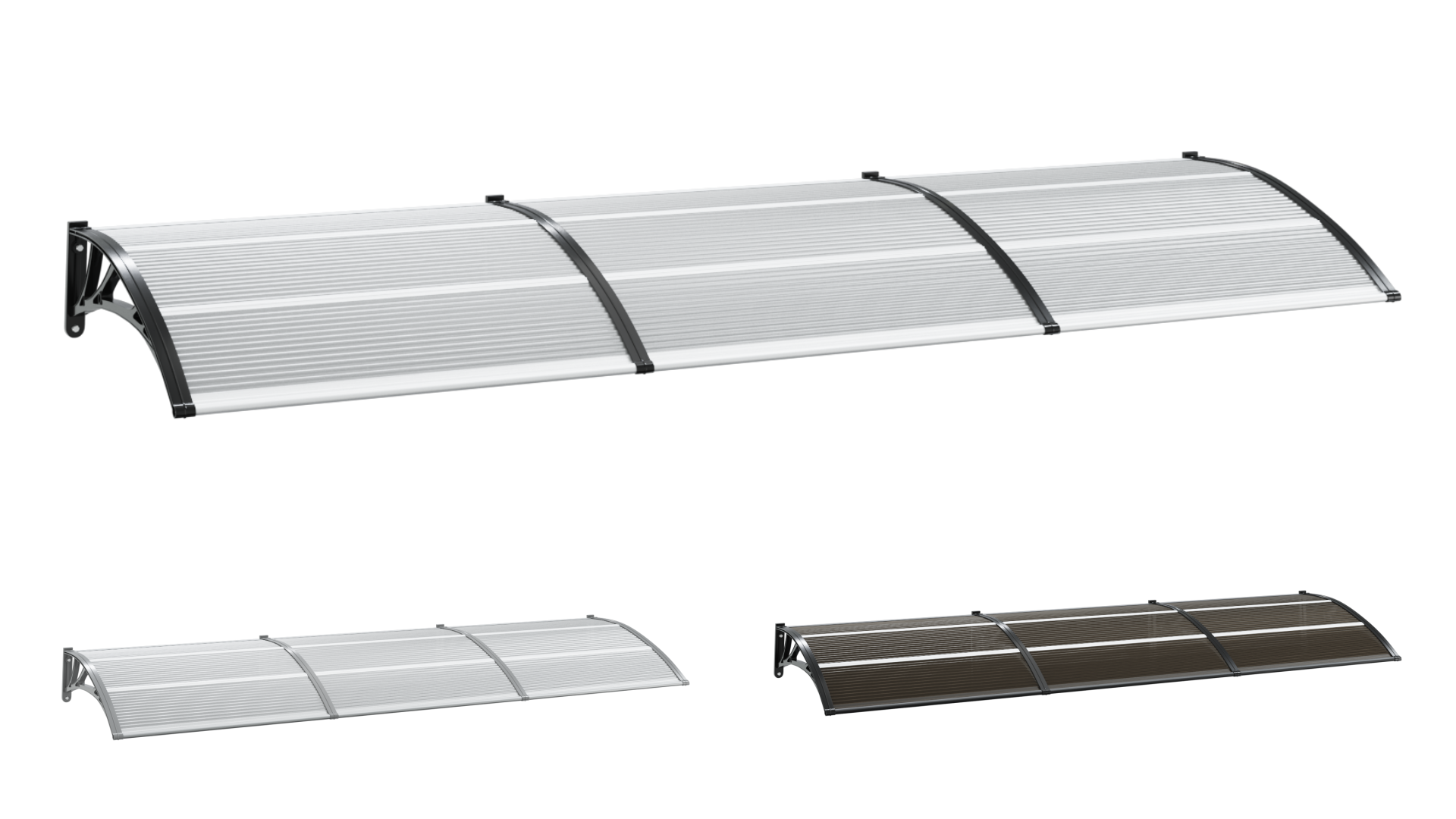 thumbnail video image 2 of vidaXL Front Door Canopy, Outdoor Awning for Porch & Patio, 94.5x31.5 Inches Black & Transparent, 2 of 8