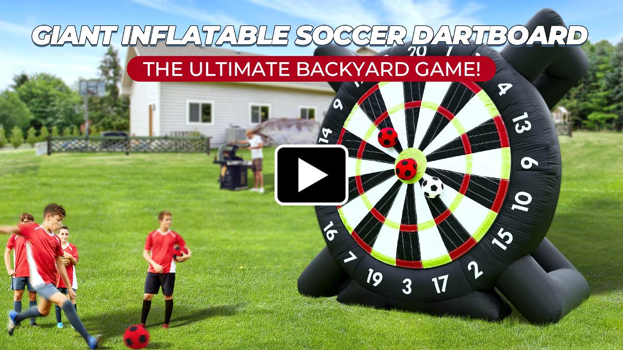 thumbnail video image 2 of Relunch 10FT Giant Outdoor Inflatable Soccer Golf Darts Board w/8pcs Balls & Blower, 2 of 9