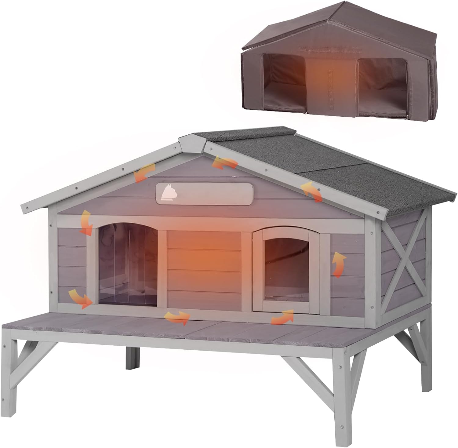 thumbnail video image 2 of Aivituvin Outdoor Cat House for Winter Feral Cat Shelter Weatherproof Large Opening Roof Escape Door, 2 of 9