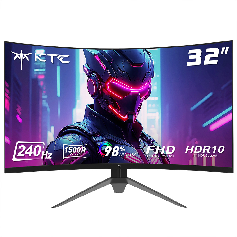 thumbnail video image 2 of KTC 32 Inch 240Hz Curved Gaming Monitor 1500R 1080P 125% sRGB 1ms, FreeSync/G-Sync HDR10, HDMI/DP/USB Ports, VESA, Tilt Adjustable, Xbox PS5 Switch, Black, 2 of 14