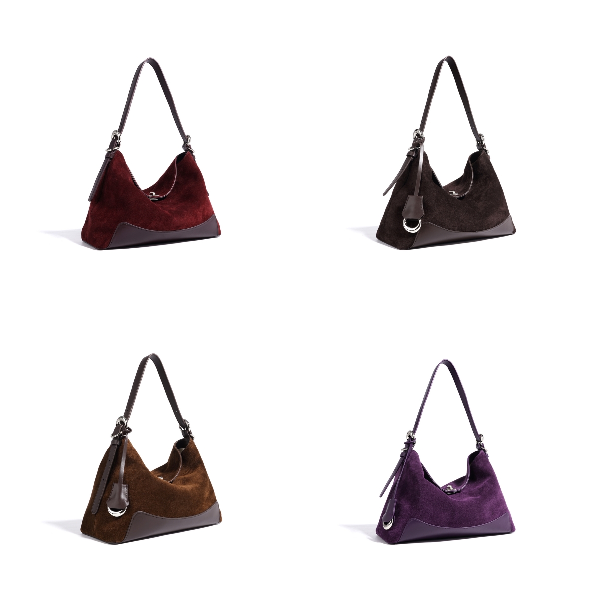 thumbnail video image 2 of Hue & Hold Women's Suede Leather Crossbody Bag Single Shoulder Underarm Handbags Tote Bags with Adjustable and Removable Shoulder Strap, Angola Red, 2 of 13