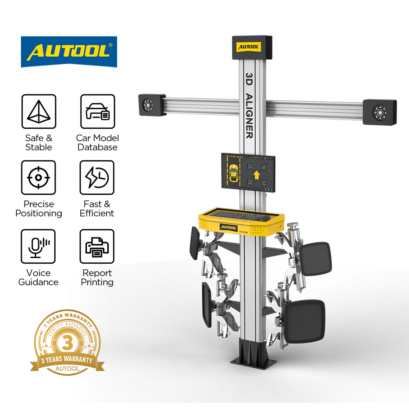 AUTOOL XC503 3D Wheel Alignment Machine, Precise Wheel Aligner ...