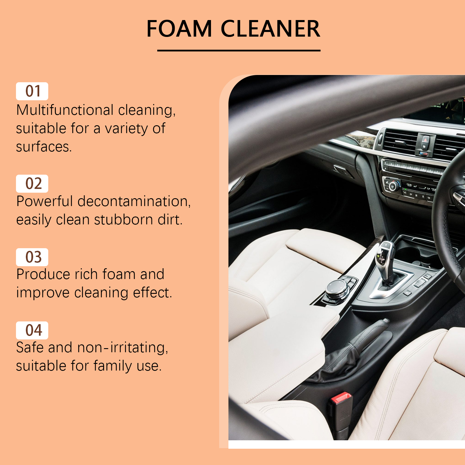 thumbnail video image 2 of Foam Cleaner for Car, Powerful Car Upholstery Stain Remover for Interior, Multipurpose Foam Cleaner Spray for Carpet, Car Fabric Seat Foam Washing Cleaner, 2 of 12
