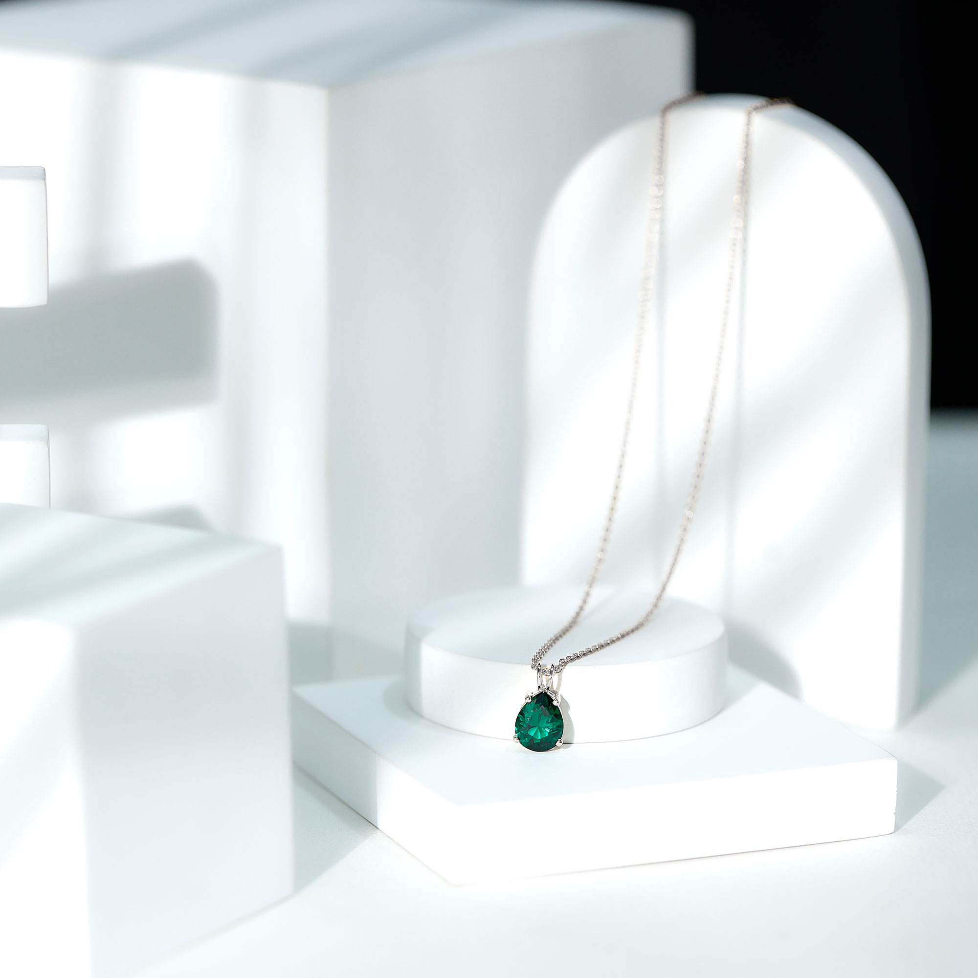 thumbnail video image 2 of Rosec Jewels 1.75 CT Created Emerald Solitaire Necklace for Women, 925 Sterling Silver, 2 of 8