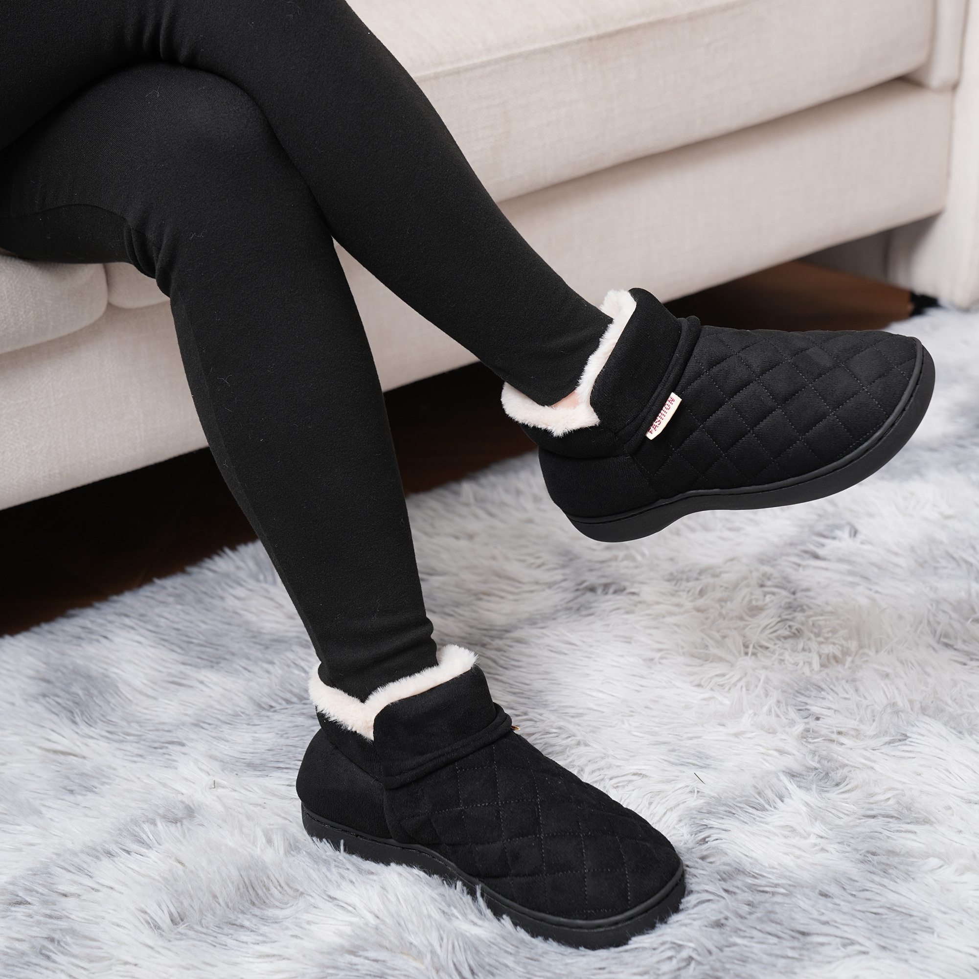 thumbnail video image 2 of Northblanc Womens Slippers Comfort Moccasin Foam Slipper Closed Back Fur Lined Warm House Shoes, 2 of 9