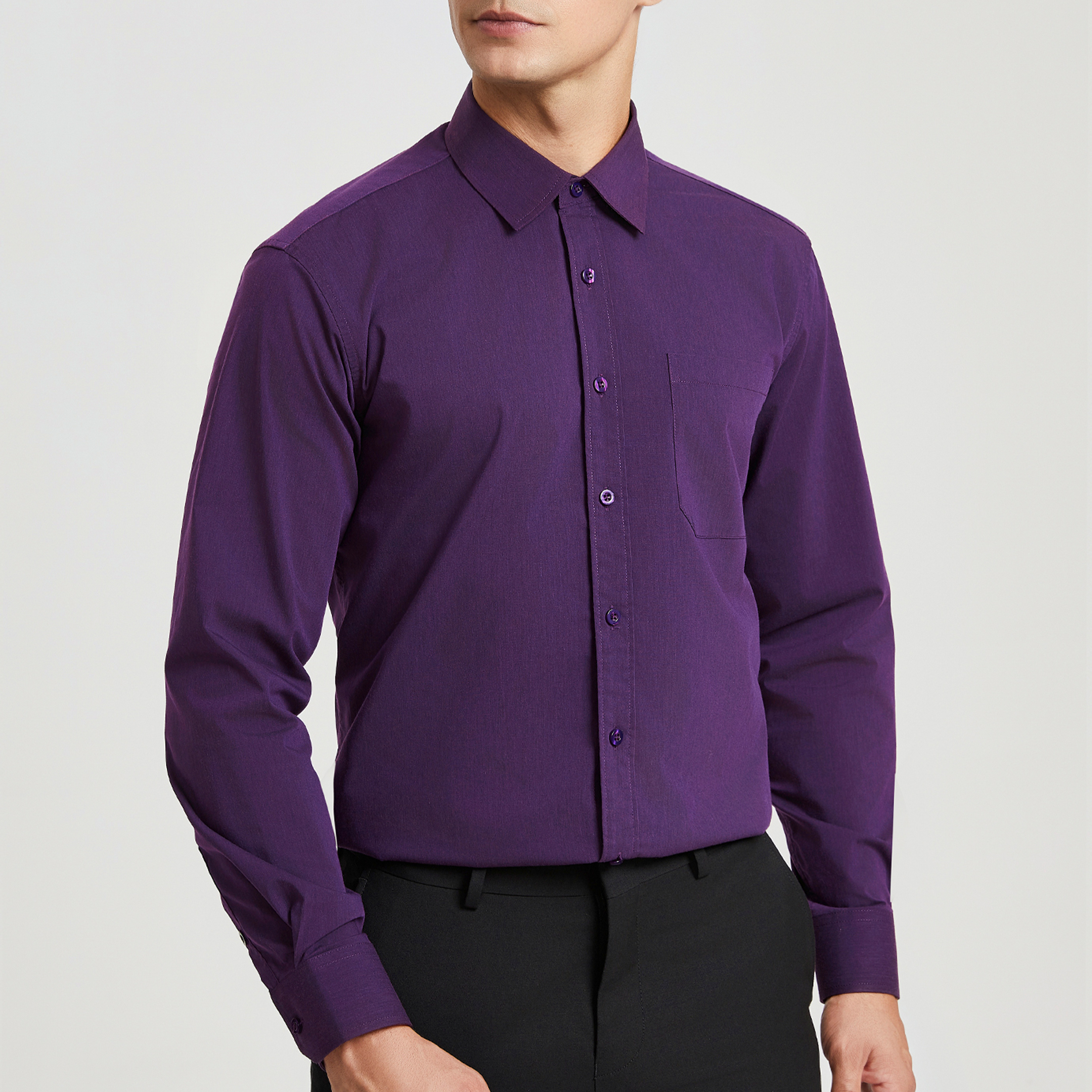 thumbnail video image 2 of HISDERN Mens Dress Shirts Long Sleeve Button Down Shirts Casual Solid Formal Business Shirt Purple, 2 of 11