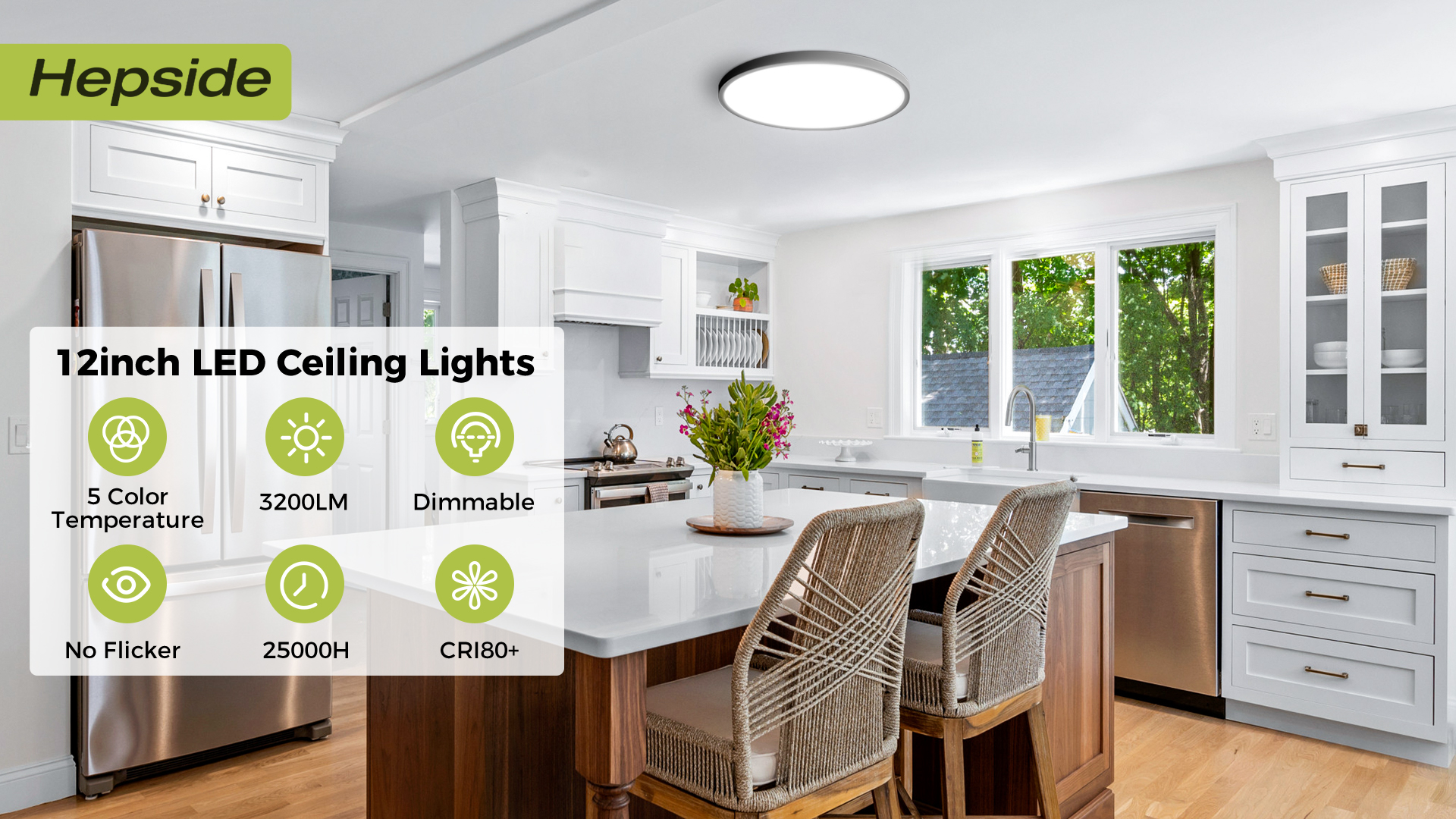 thumbnail video image 2 of Hepside LED Flush Mount Ceiling Light Fixture Oil Rubbed Bronze, 12" 24W, Dimmable&3000K-6500K Adjustable Low Profile Ceiling Lights, 3200LM Modern Lamp for Kitchen, Bedroom, Porch, Hallway, Bronze, 2 of 9