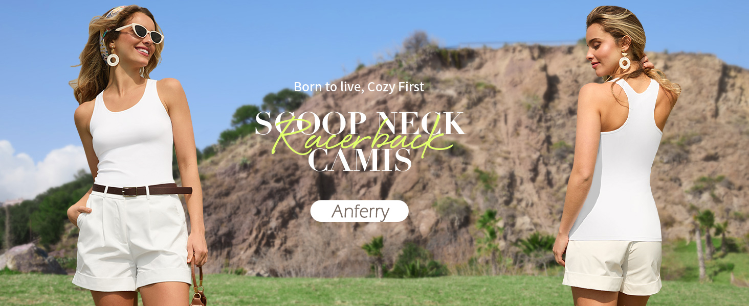 thumbnail video image 2 of ANFERRY Women Tank Top with Shelf Bra Cotton Camisole Undershirt Pack of 2, 2 of 12