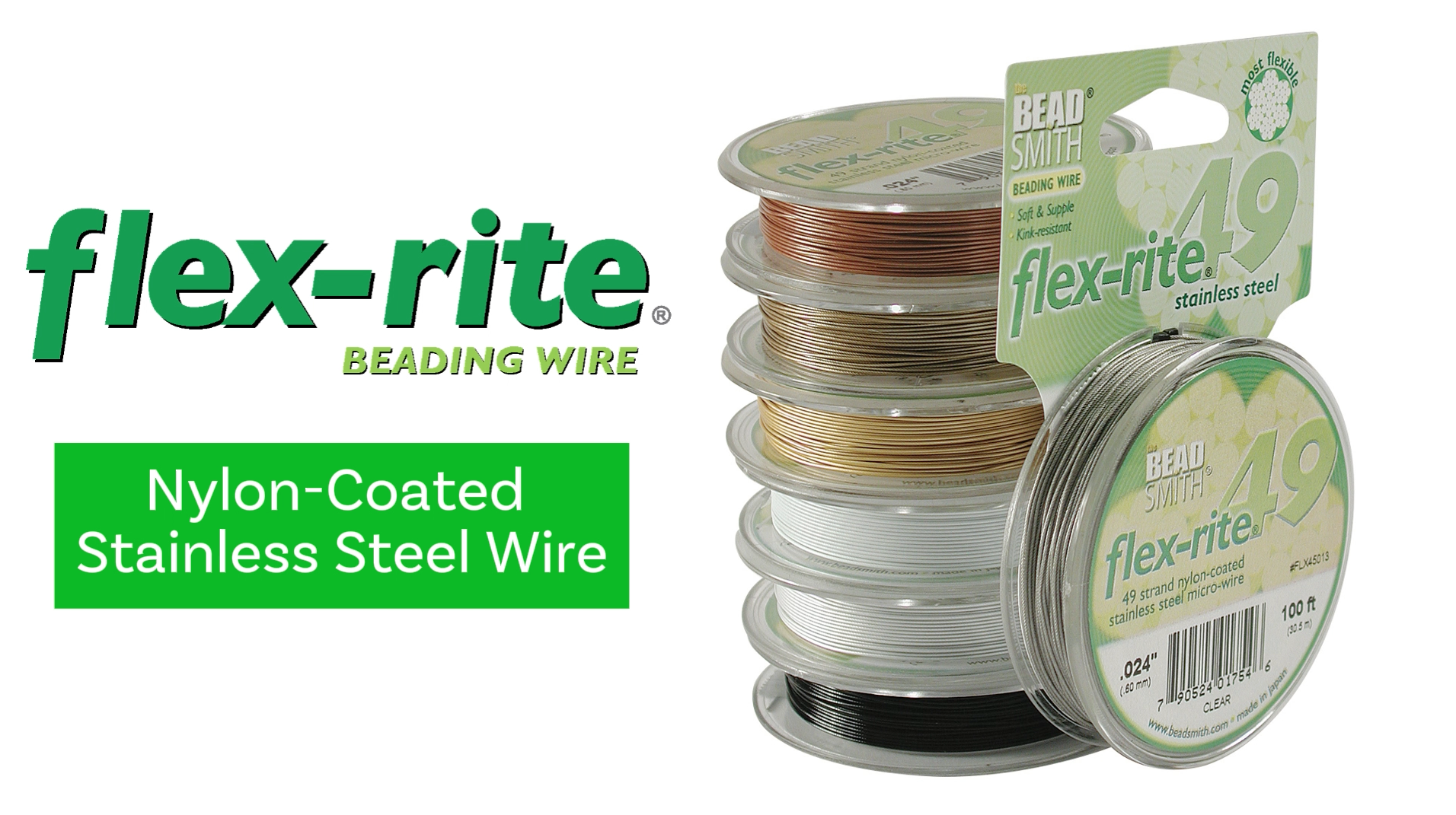 The Beadsmith Flex-Rite Wire - Beading Wire, 49 Strand, Gold, .018