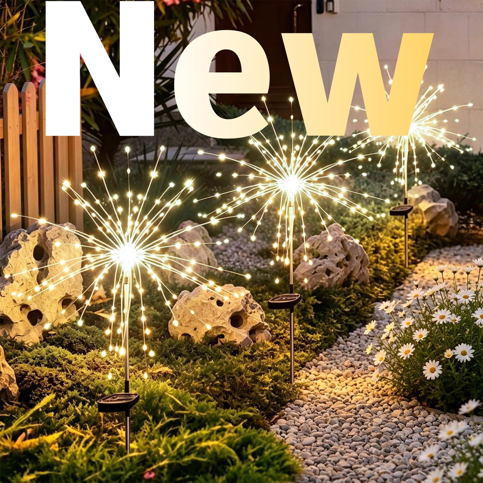 thumbnail video image 2 of Solar Fireworks Lanterns - Dandelion Lawn Lights, Waterproof Outdoor Garden Solar Stake, Ccwuwei, 2 of 11