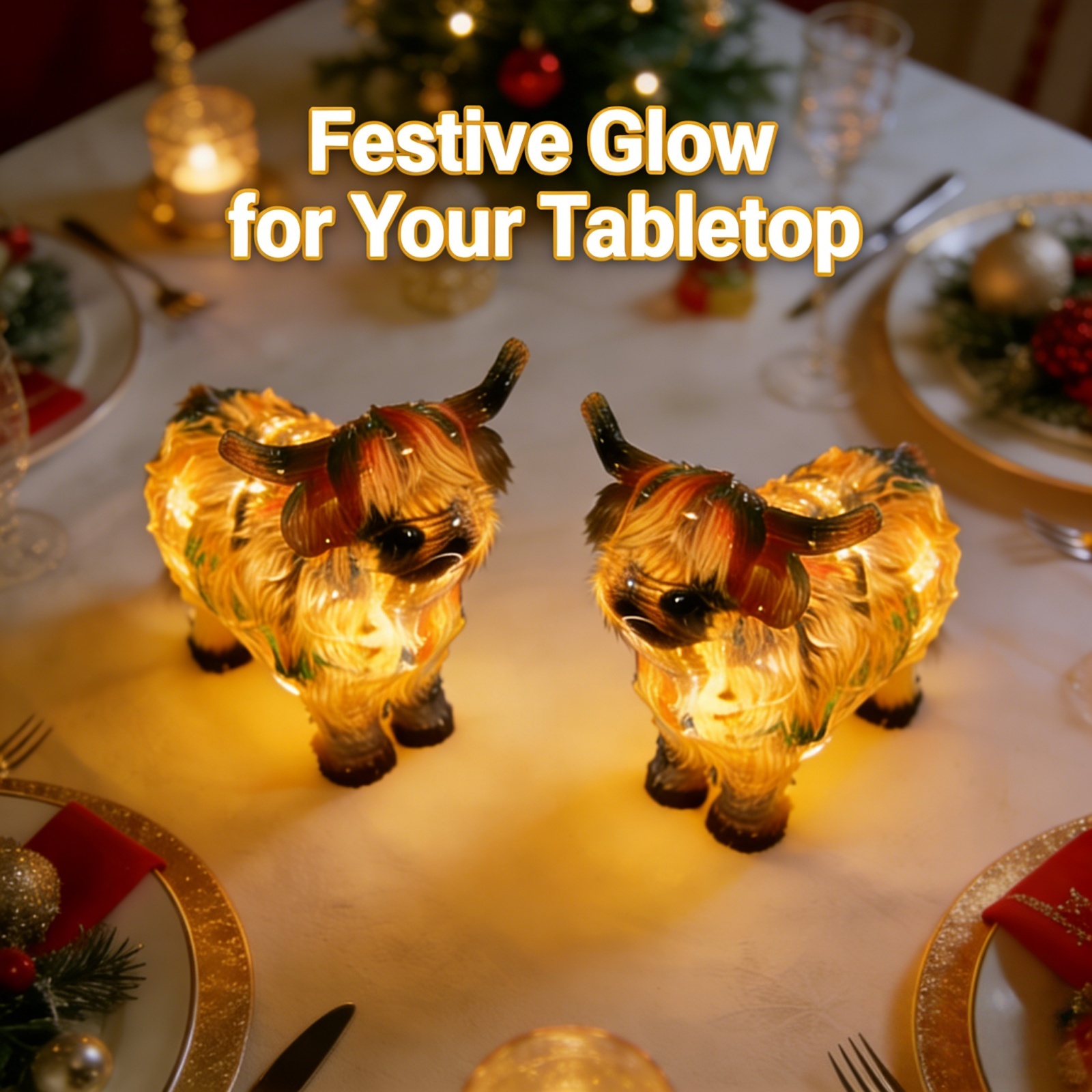 thumbnail video image 2 of LED Illuminated Cow Indoor Festive Ornament for Holiday Party Bedroom Decoration Christmas Ornaments, 2 of 16