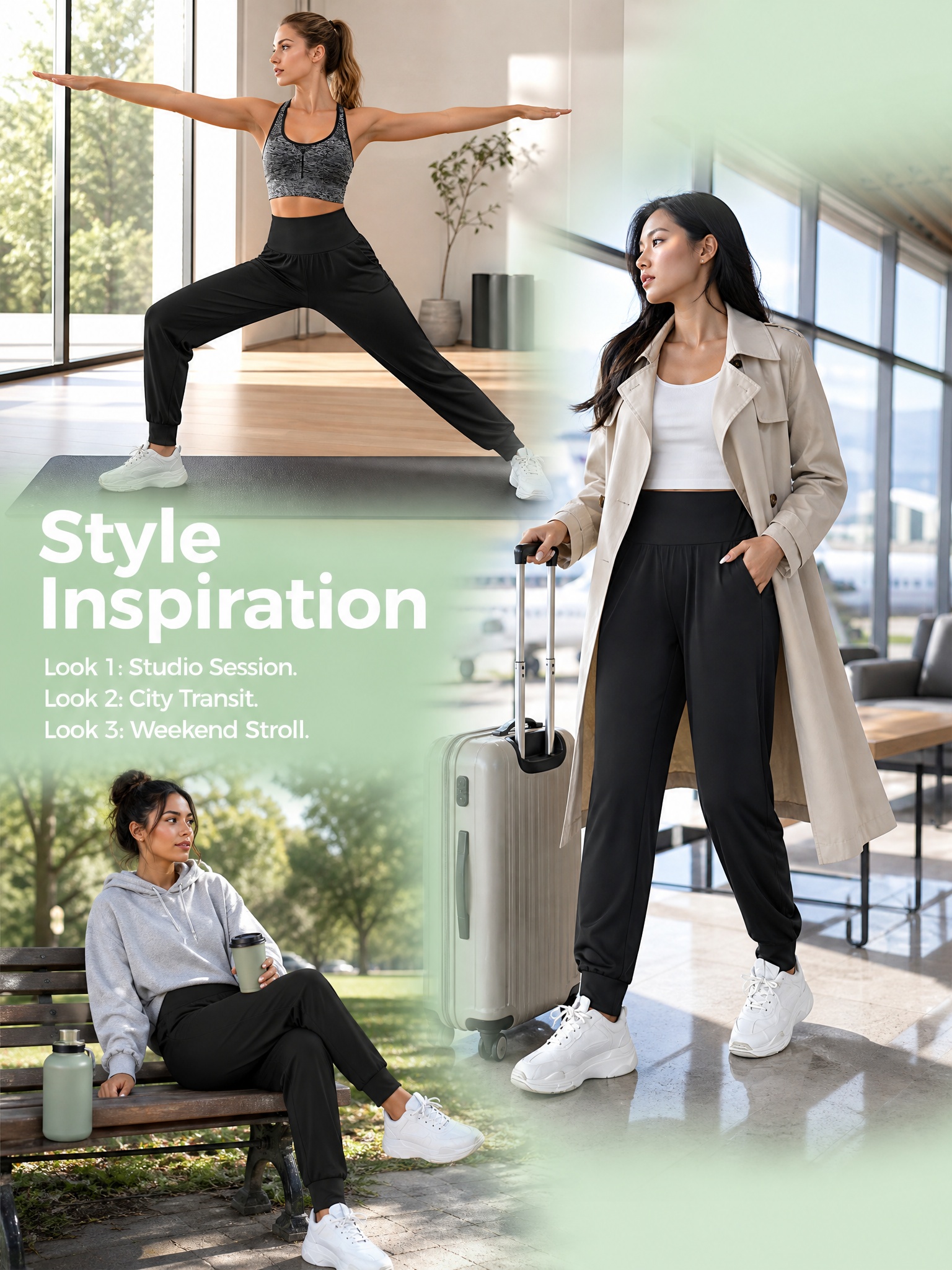 thumbnail video image 2 of Women Athletic Pants Tapered Yoga Joggers With Pockets Elastic High Waisted Workout Casual Sweatpants, 2 of 12