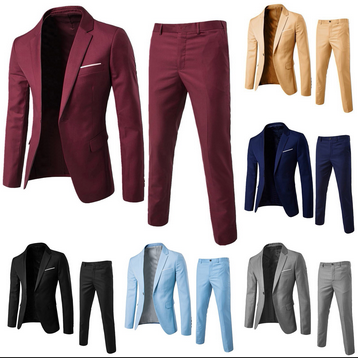 thumbnail video image 2 of Baqcunre suits for men Men’s Slim Fit Suit One Button 3-Piece Blazer Dress Business Wedding Party Jacket Vest & Pant Blue,S, 2 of 5