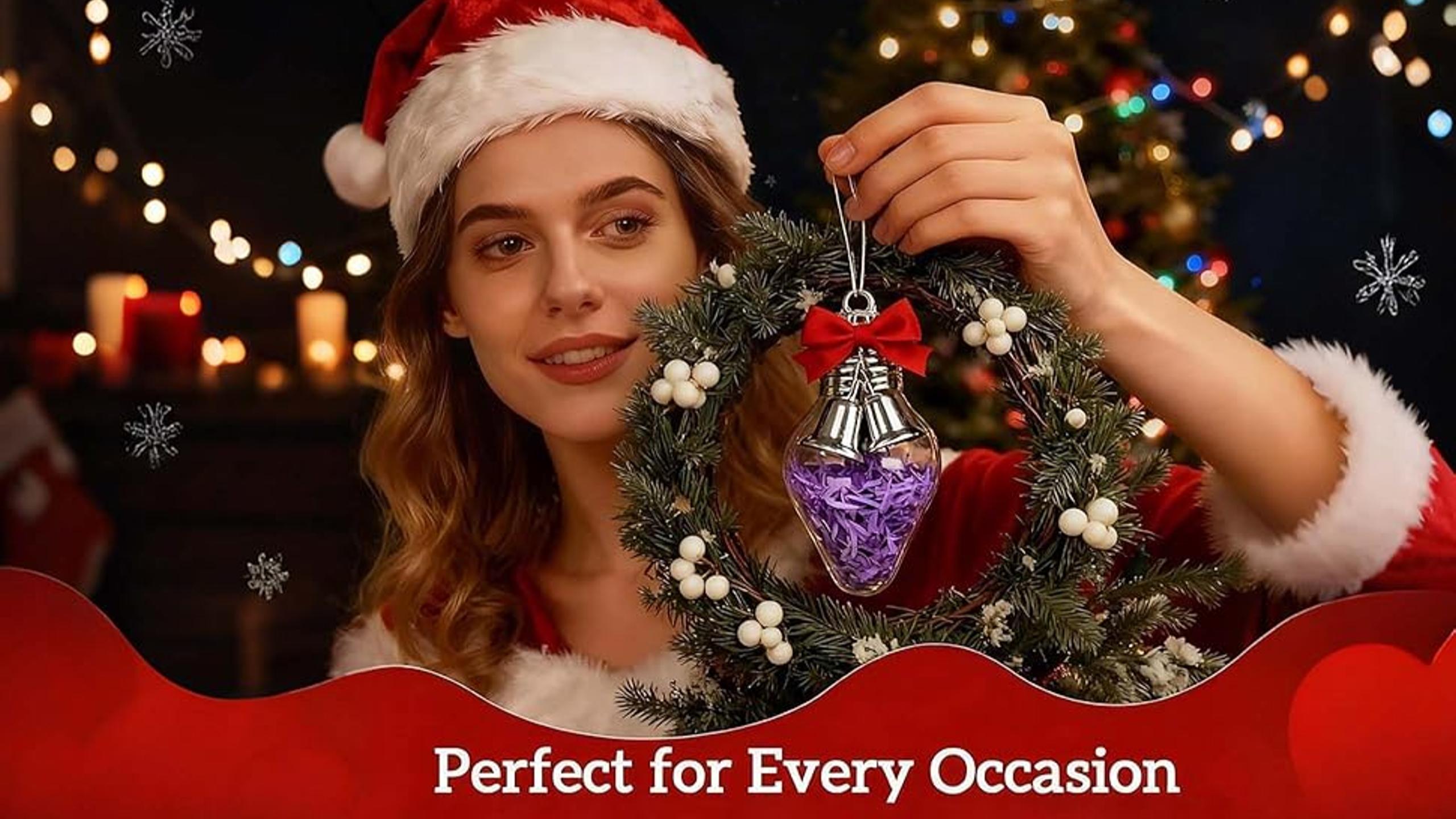 thumbnail video image 2 of 3PCS Christmas Bulb Gift Jar,Large Clear Fillable Light Bulb Ornaments with Screw-Off Lid,Jumbo Plastic Hanging Candy Containers,for DIY Crafts, Xmas Tree Decor, Cards & Party Favors, 2 of 9