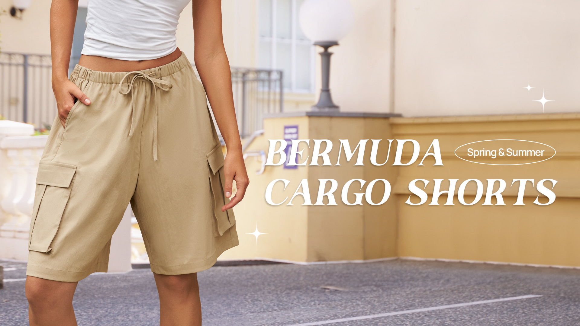 thumbnail video image 2 of Merokeety Womens Summer Shorts Elastic Waist Drawstring Casual Cargo Black xl, 2 of 5