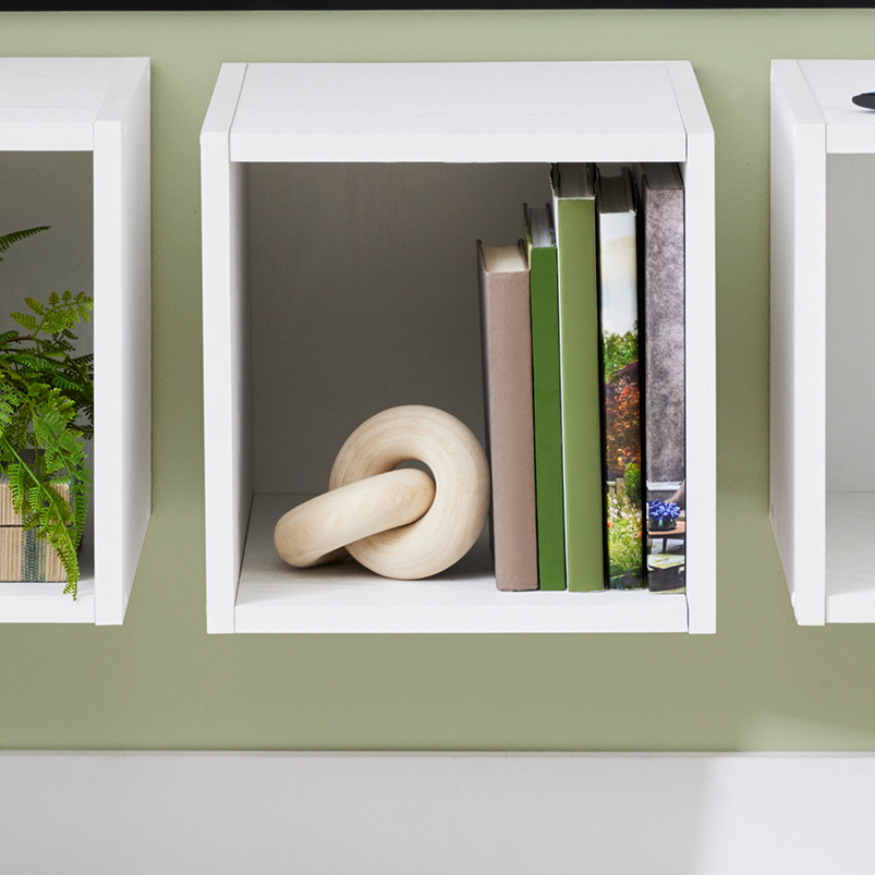 thumbnail video image 2 of Better Homes & Gardens Wall Mounted Cube Shelves, Set of 4, White Texture Finish, 2 of 9