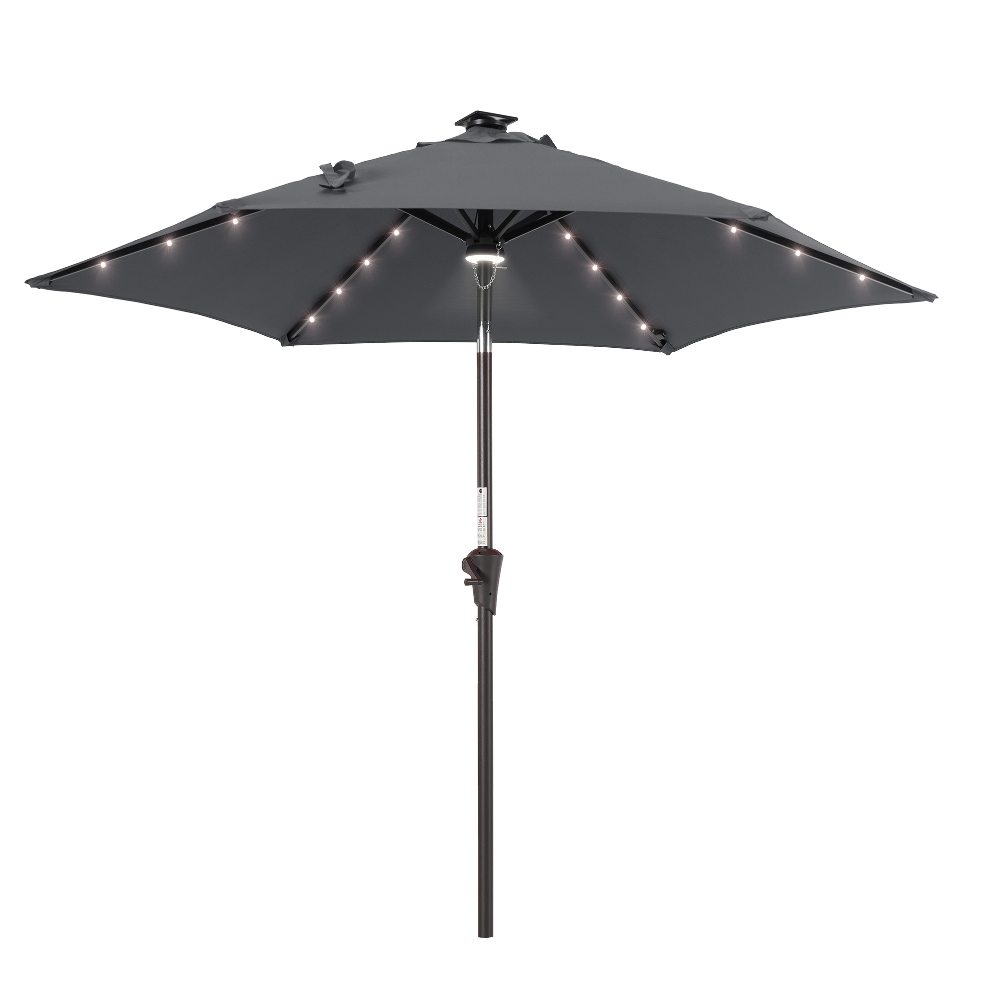 thumbnail video image 2 of ACEGOSES 7.5ft LED Solar Outdoor Patio Market Table Umbrella with Polyester Canopy for Garden,Yard and Poolside, Cold Gray, 2 of 9