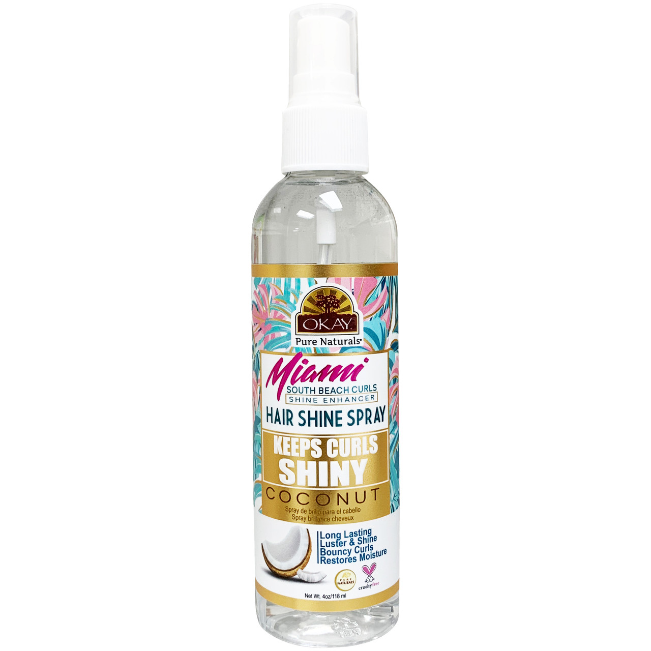 thumbnail video image 2 of OKAY Miami South Beach Curls Shine Enhancer Hair Spray, Lightweight Gloss & Frizz-Control Finishing Spray for Curly, Coily & Wavy Hair, 4 oz, 2 of 8