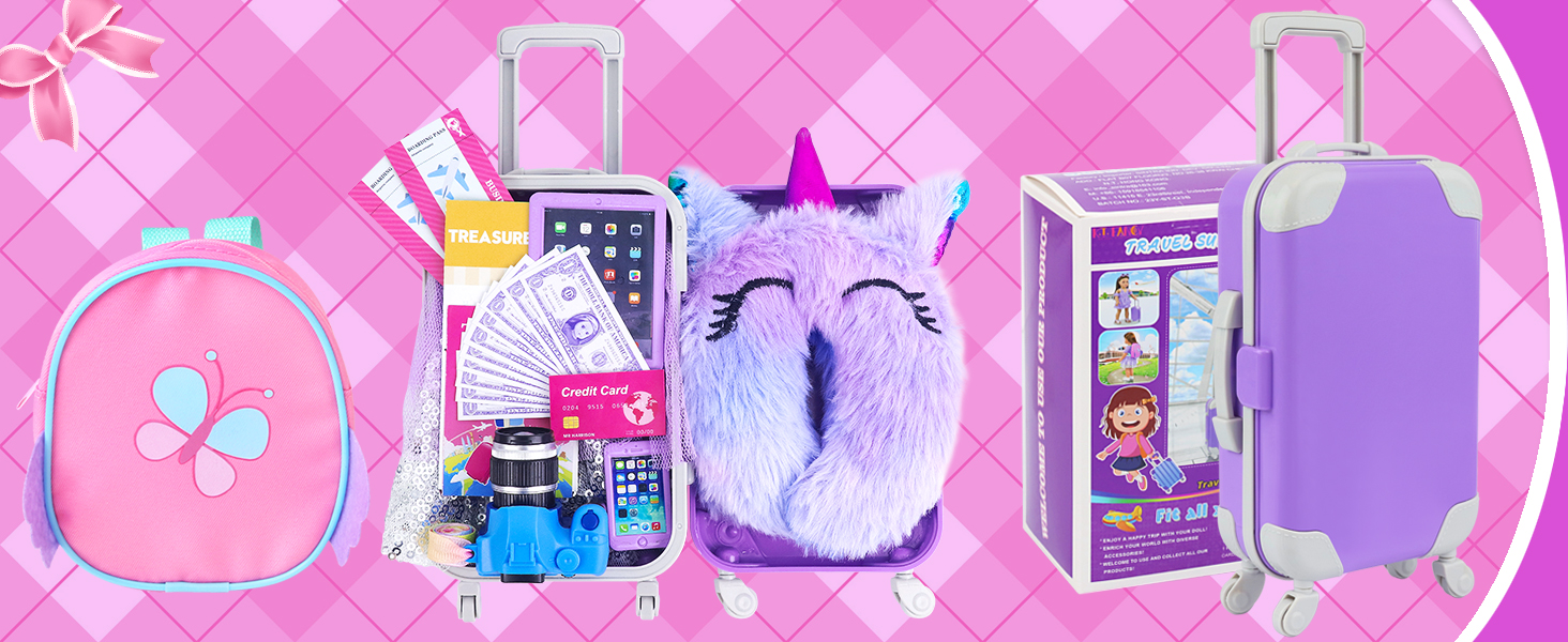 Zita Element, Doll Suitcase Travel Set, 18 Inch, 23 Accessories
