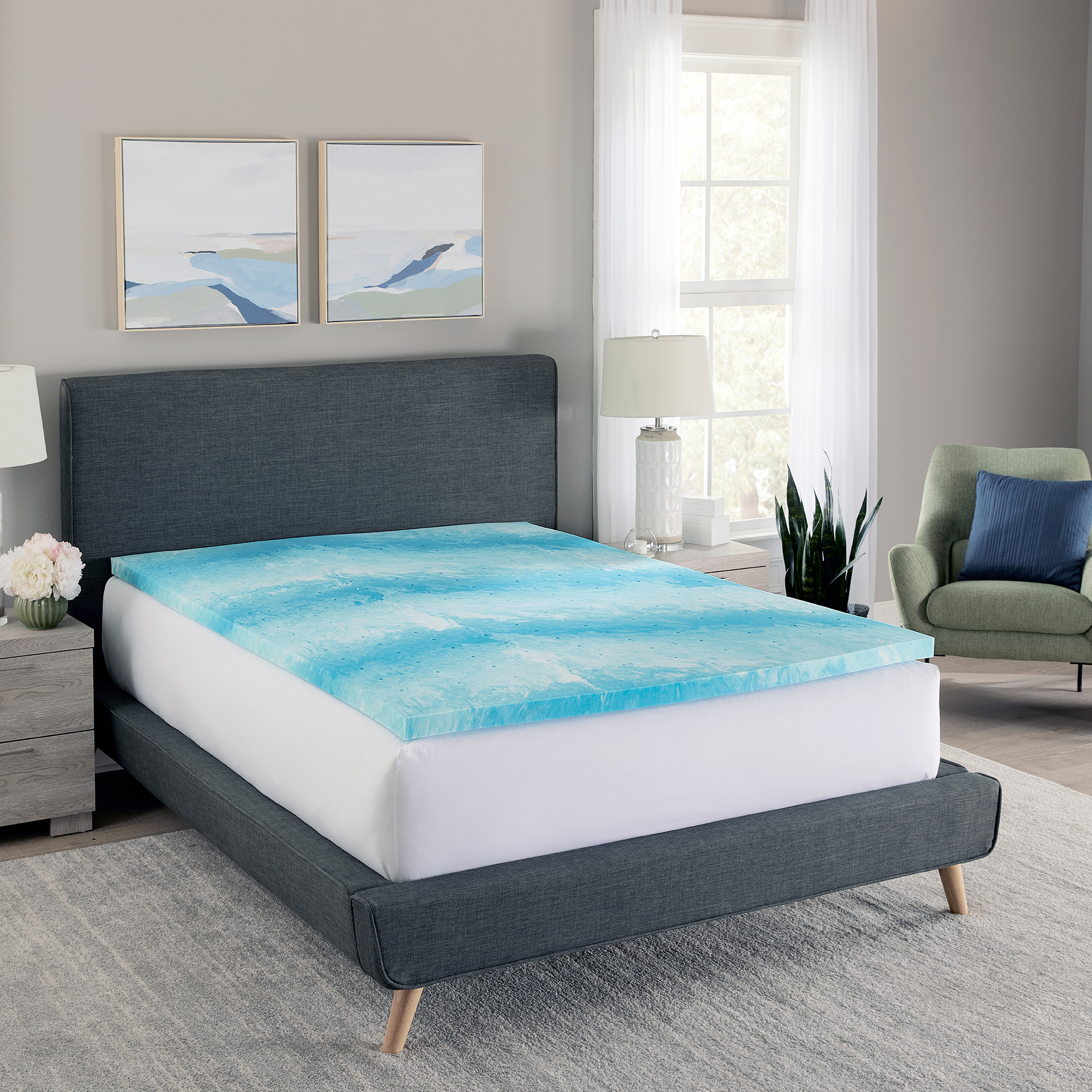 thumbnail video image 2 of Healthcare SC, LLC Bodipedic Cooling Gel Swirl Memory Foam Mattress Topper Full - 3 Inch, 2 of 6