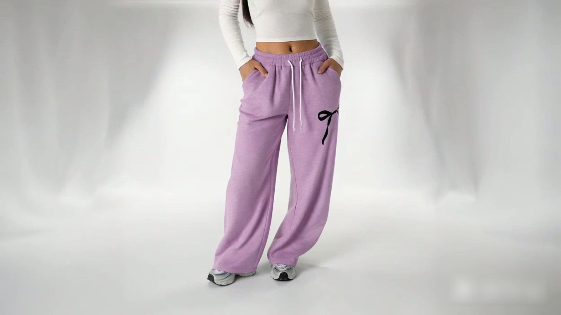 thumbnail video image 2 of SGMVNU Girls Bowknot Baggy Sweatpants Lightweight Straight Leg Athletic Pants with Pockets for School Or Lounge Wear Comfortable Gifts for Girls(Size 4-5 Years,en29_1-Yellow), 2 of 5