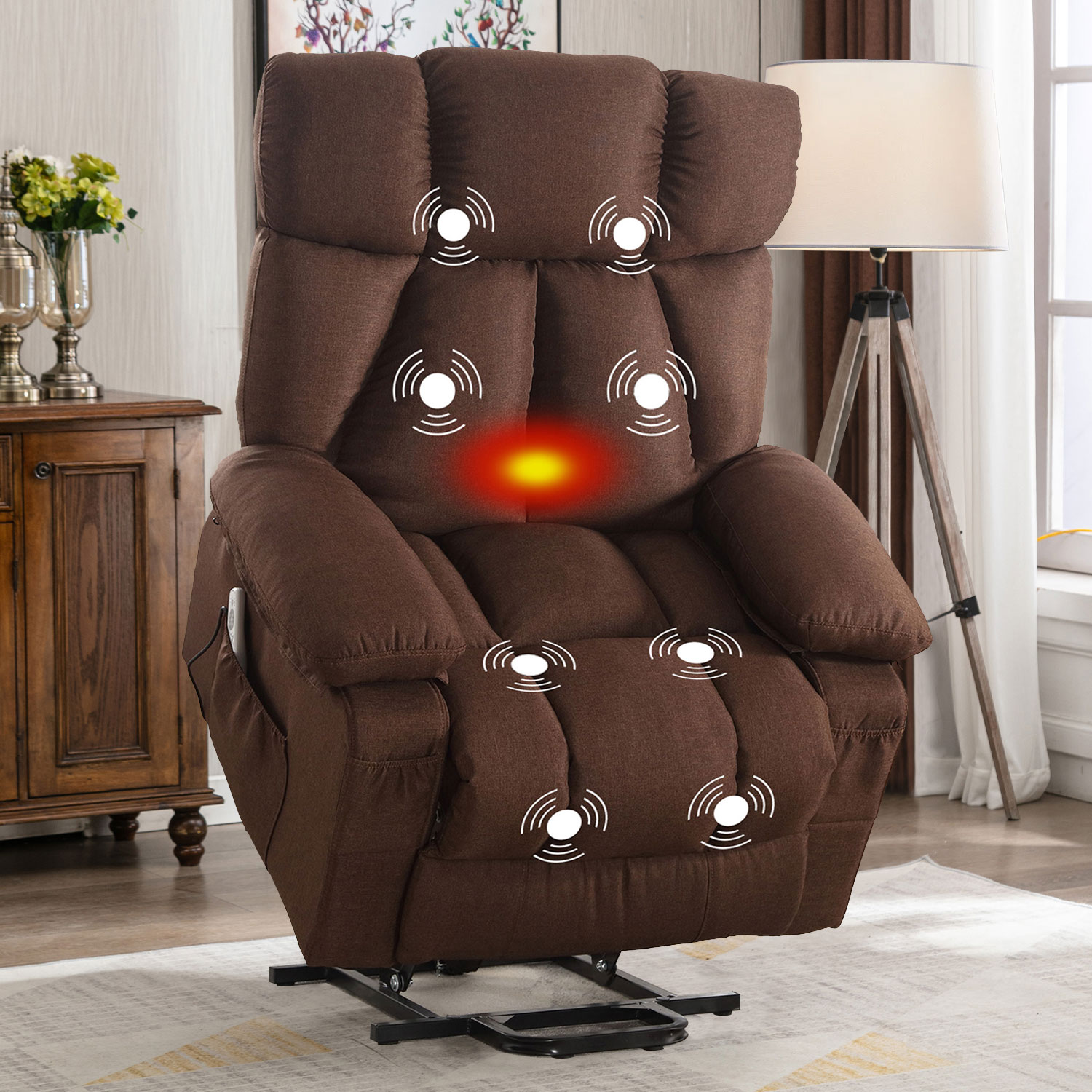 thumbnail video image 2 of JONPONY Power Lift Recliner Chair Recliners for Elderly with Heat and Massage Recliner Chair for Living Room with Infinite Position and Side Pocket,USB Charge Port,Brown, 2 of 13