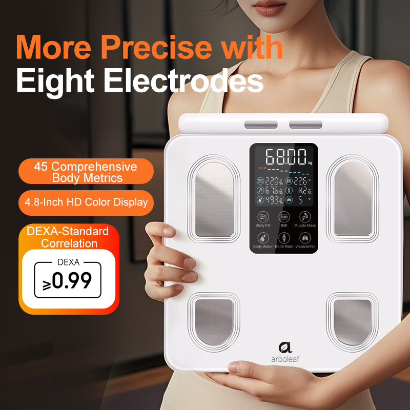 Arboleaf Smart Body Fat Scale, 8 Electrodes, 26 Metrics (Weight, BMI ...