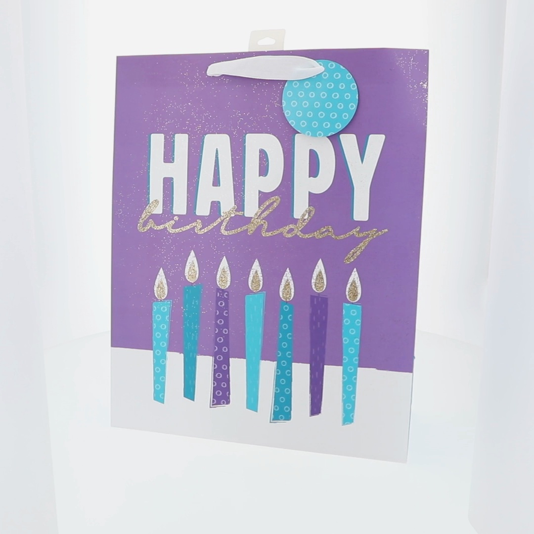 Multicolor Happy Birthday Birthday Paper Gift Bag, 12