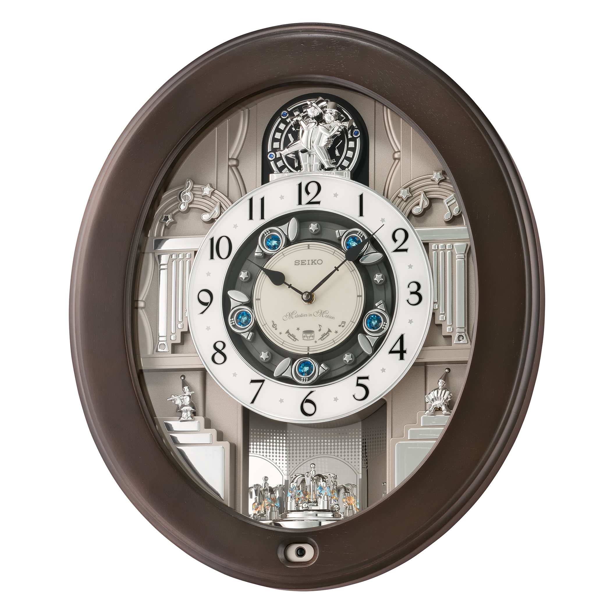 thumbnail video image 2 of Seiko Parade Melodies in Motion Clock, Round, Musical QXM389NRH, 2 of 6