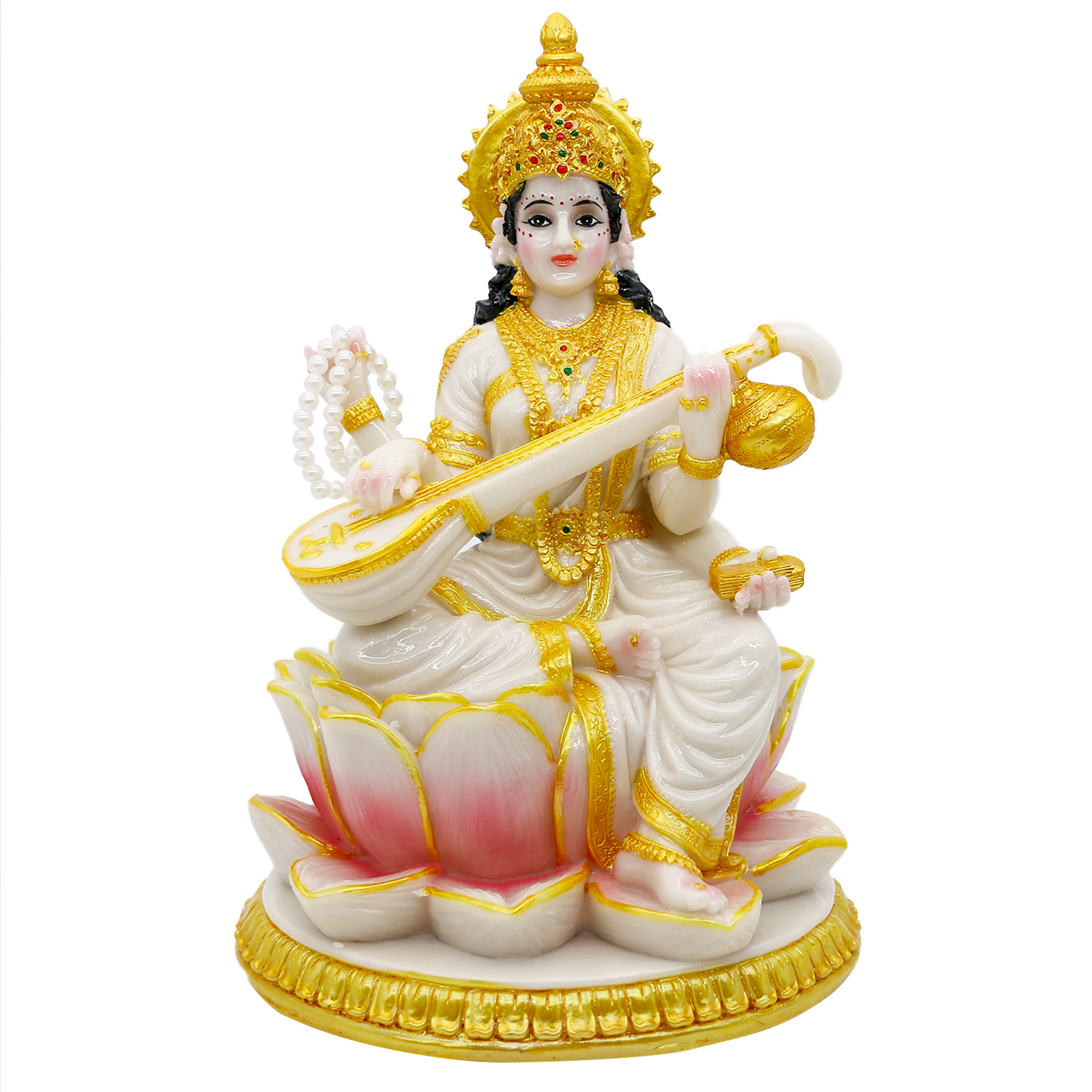 thumbnail video image 2 of BangBangDa Big Hindu Goddess Saraswati Statue – 8.7”H India God Saraswati Idol Home Office Temple Mandir Pooja Decor Diwali Puja Gifts Indian Gifts for Man Woman Friends, 2 of 9