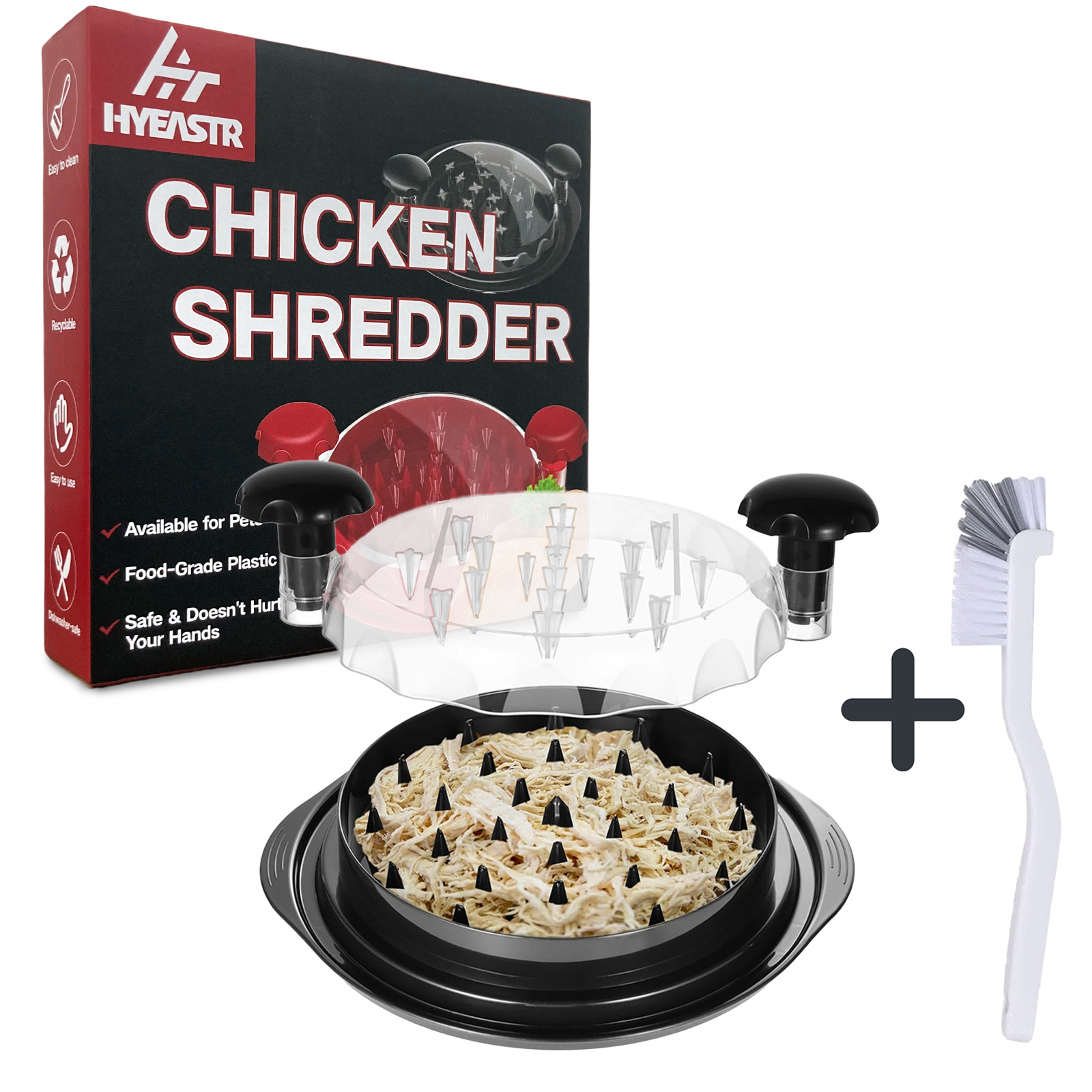 thumbnail video image 2 of BITOUSHI Chicken Shredder, Meat Shredder with Handles and Non-Skid Base Suitable for Pulled Pork, Beef and Chicken, Safer Than Bear Claws for Shredding Meat, Dishwasher Safe - Red, 2 of 10