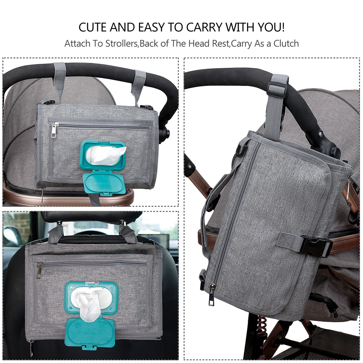 thumbnail video image 2 of SPEKSEE Portable Diaper Changing Pad - Outdoor Travel Foldable Waterproof Diaper Bag with Shoulder Strap and Wet Wipes Pocket, 2 of 8