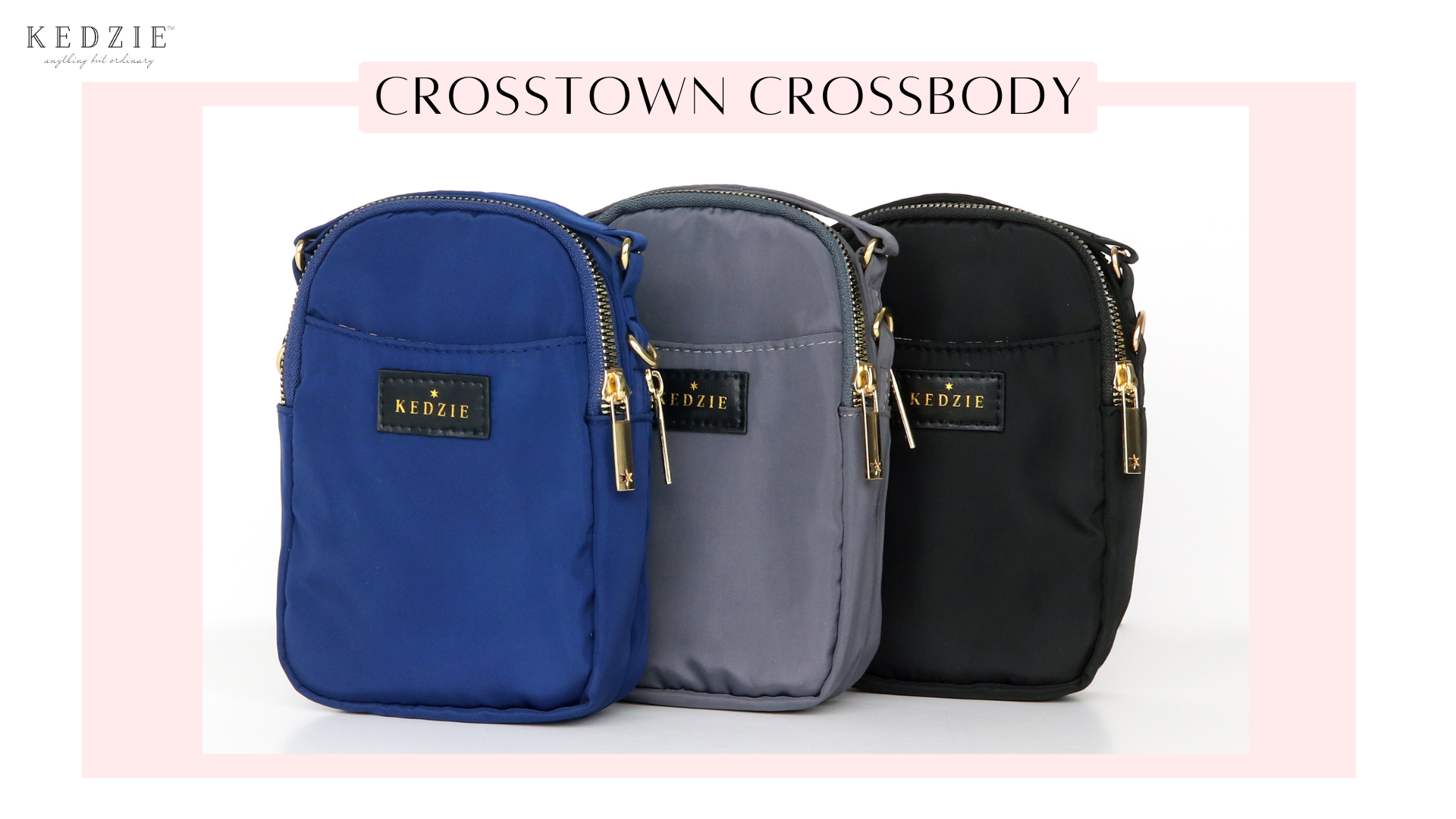 thumbnail video image 3 of Kedzie Crosstown Small Crossbody Bag Cell Phone Purse, Black (Women's), 3 of 9