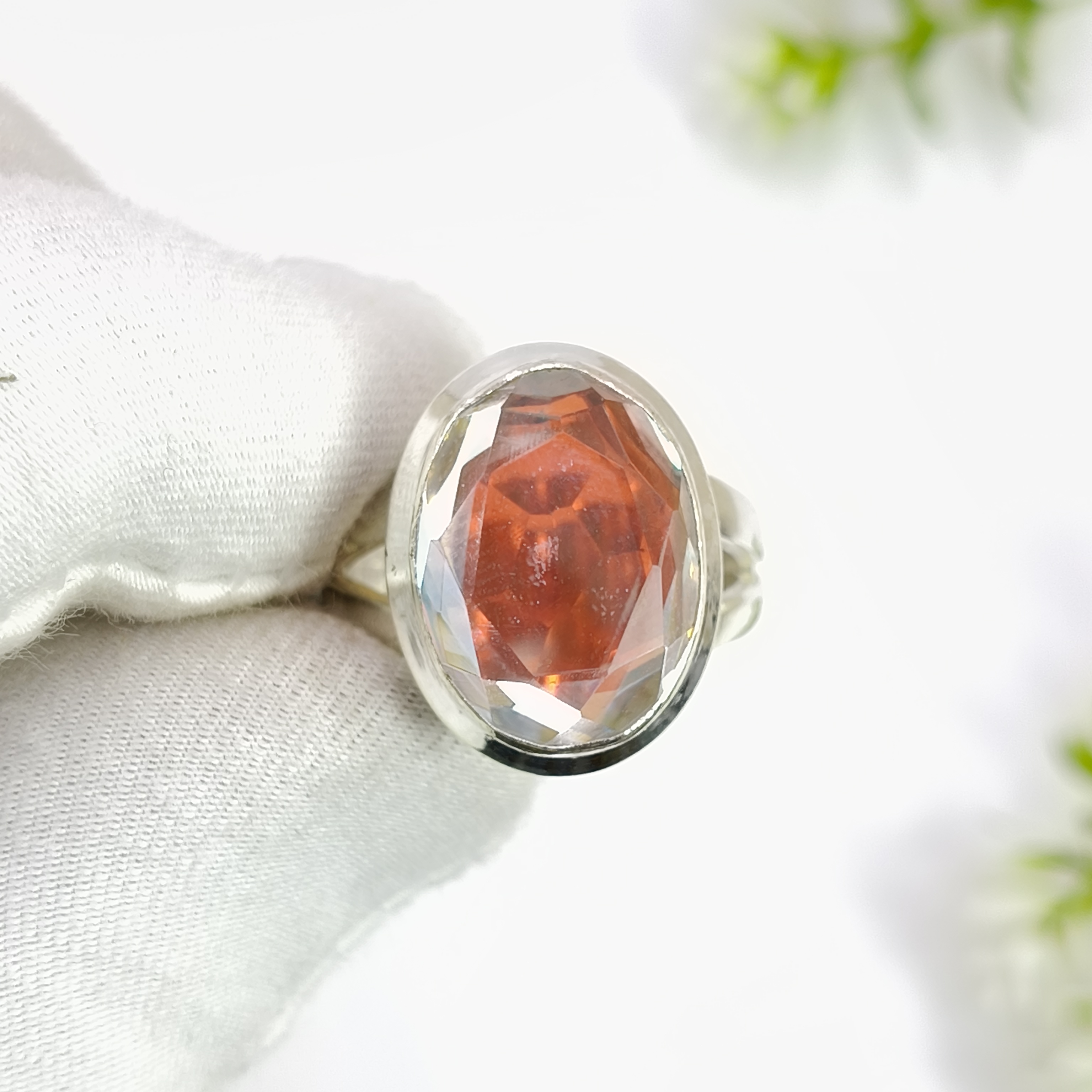 thumbnail video image 2 of SATYAVIE JEWELLERY Fine 925 Sterling Silver Ring For Women Mystic Topaz Ring Sterling Silver Statement Ring Oval Cut Gemstone Ring Size US 4, 2 of 7