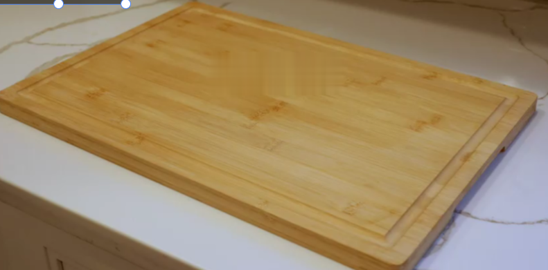 thumbnail video image 2 of Bamboo Cutting Board for Kitchen, 18" Large Wood Charcuterie Cheese Board, Wooden Chopping Block with Side Handles and Juice Grooves, 2 of 8