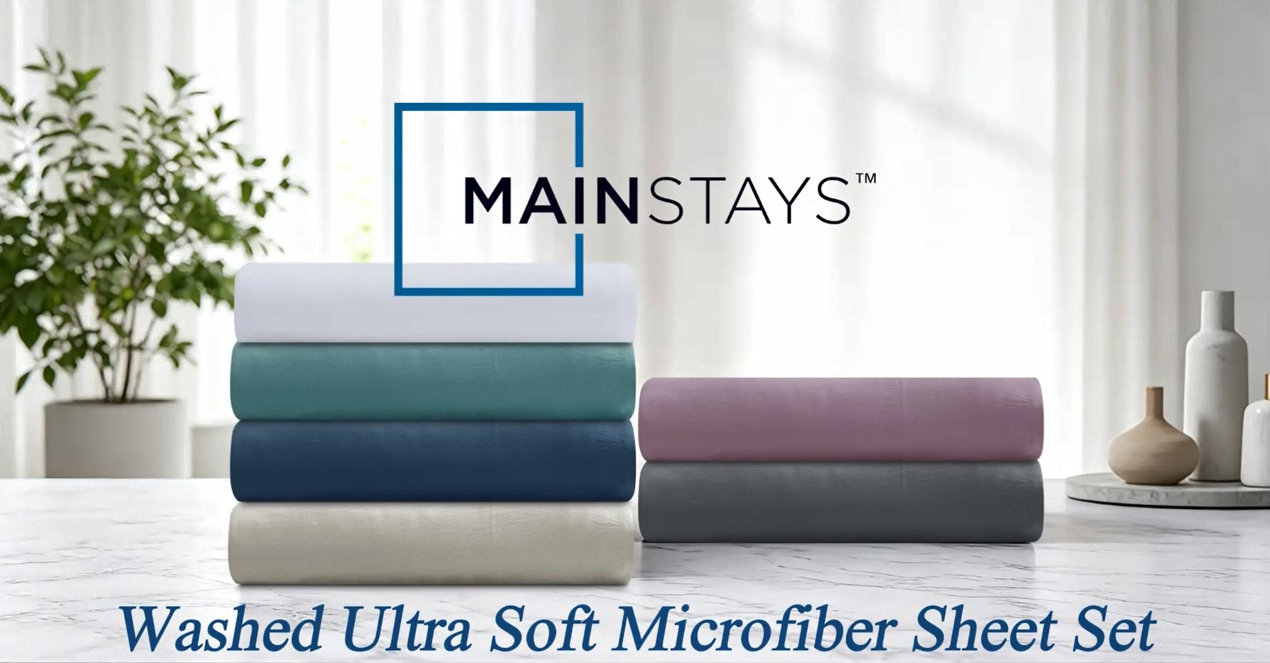 thumbnail video image 2 of Mainstays Washed Ultra Soft Microfiber Bed Sheet Set, Twin-XL, Soothing Grey, 3 Piece, 2 of 11