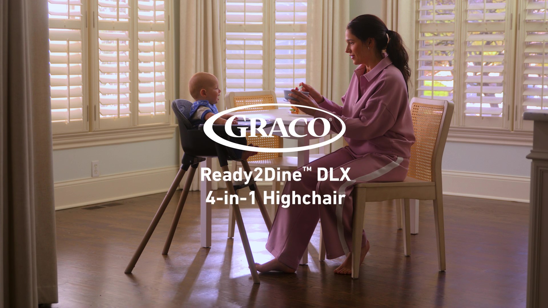 thumbnail video image 2 of Graco Ready2Dine DLX 4-in-1 High Chair for Baby and Toddler, Pristine Blue, 2 of 9