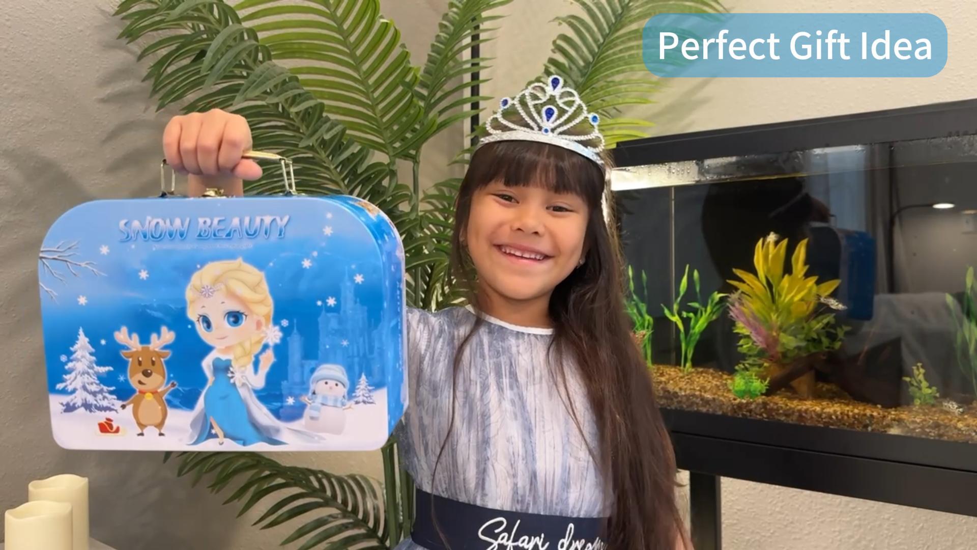 thumbnail video image 2 of Amplov 52-Piece Princess Pretend Play Tea Party Set for Girls Ages 3–5, Kids Role Play Kitchen Toy Set with Teapot, Cups & Accessories, Imaginative Play Gift for Toddlers, 2 of 9