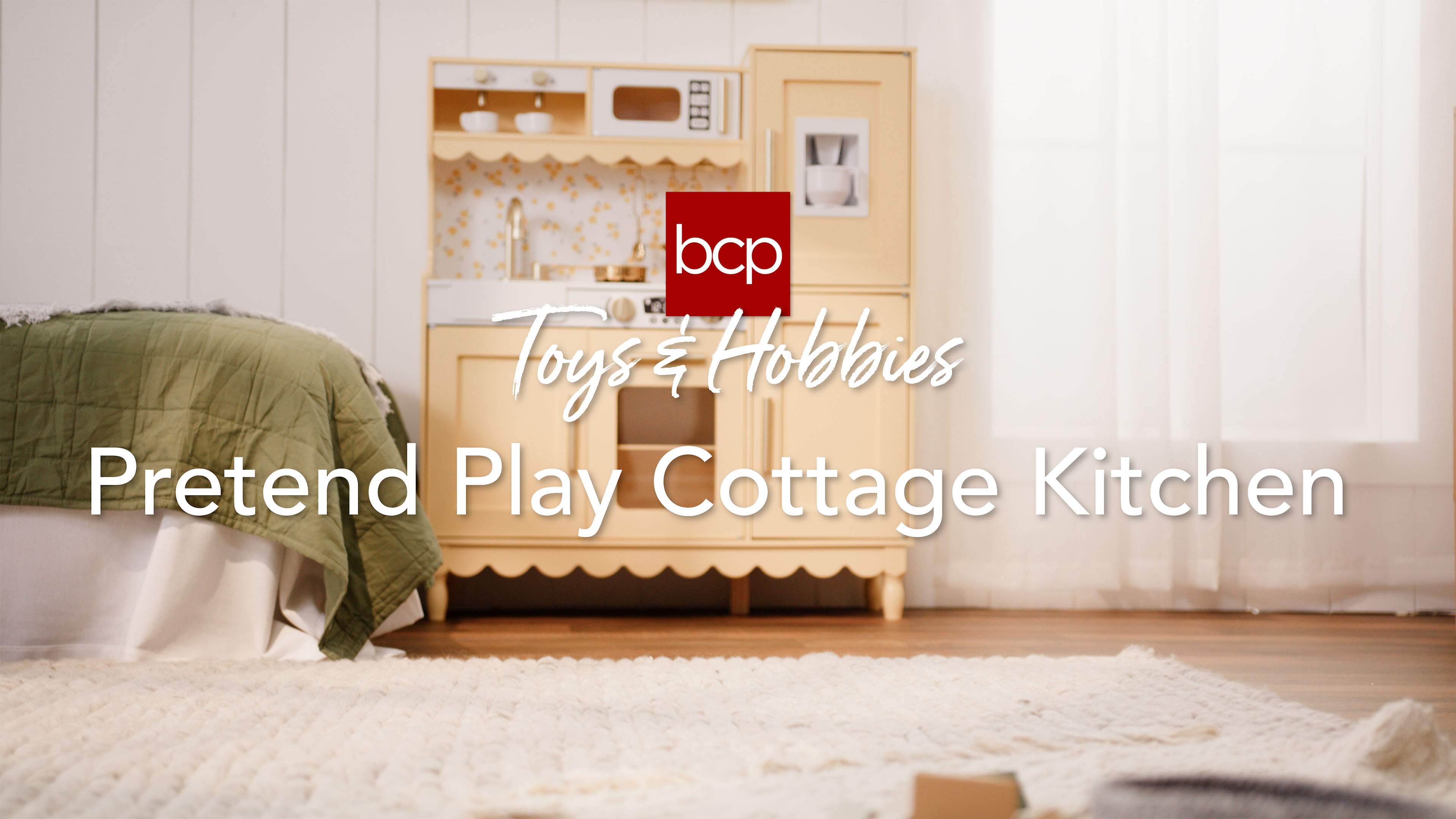 thumbnail video image 2 of Best Choice Products Wooden Cottage Kids Pretend Play Kitchen with 11 Accessories, Espresso Machine - Cream, 2 of 10