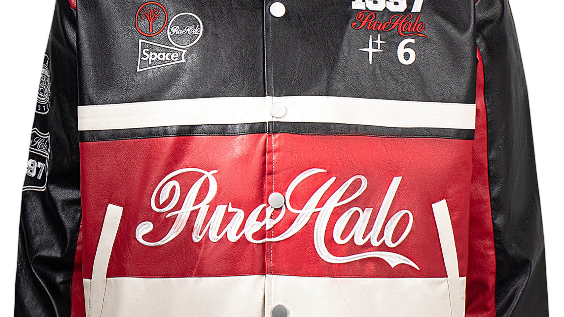 thumbnail video image 2 of RAOENJADO Men's PU Leather Motorcycle Jacket Vintage Racer Style for Streetwear Red L, 2 of 9