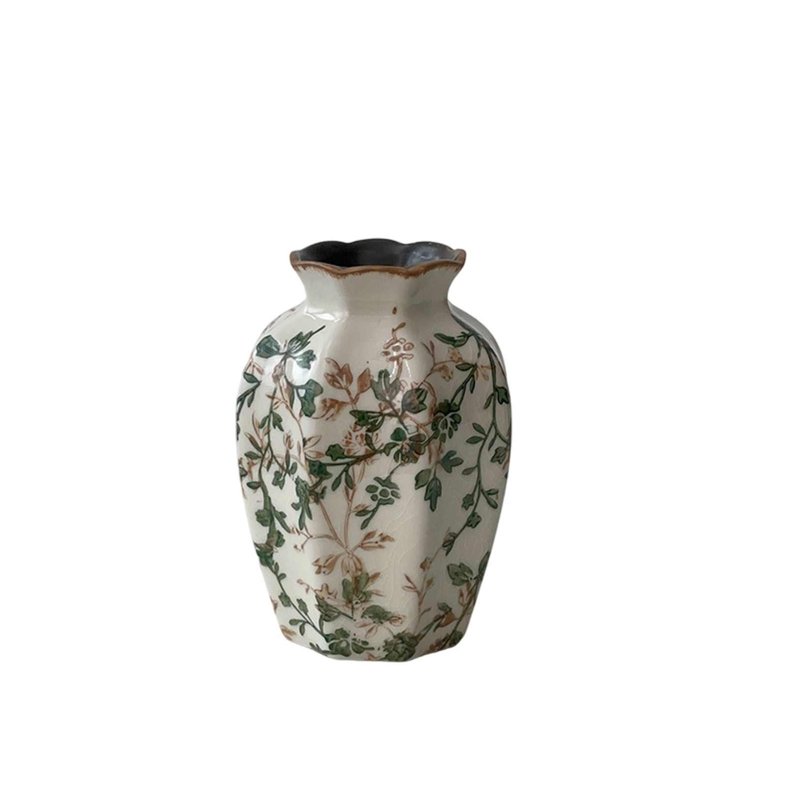 thumbnail video image 2 of Luoshdecor Vintage Ceramic Vases,Green Chinoiserie Floral Vase Cracked for Home Decor, Table, Living Room, Bookshelf, 2 of 7