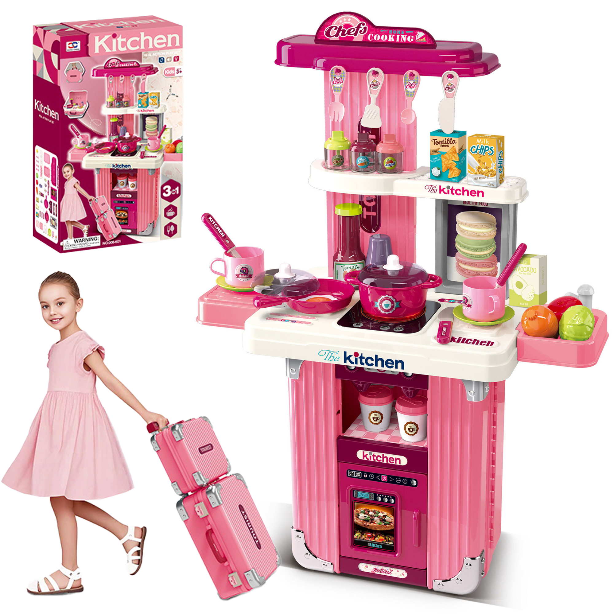 thumbnail video image 2 of Flynow Kids Kitchen Playset Toys, Kitchenette Pretend Play for Toddler 1-3 Year Old, 42pcs Interactive Toy Accessories with Lights Sounds, Christmas Birthday Gift for Girls Age 2 4 5 6 7 8 9 10, 2 of 7