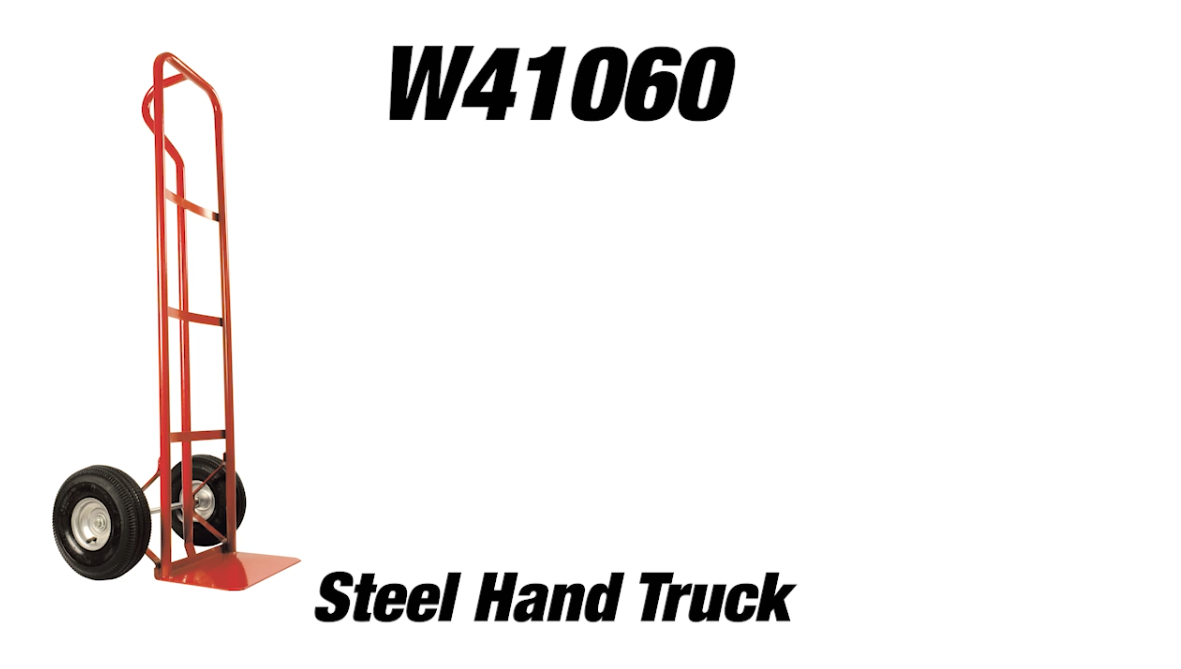 thumbnail video image 2 of Performance Tool W41060 Heavy Duty Steel Hand Truck with Extra Large Toe Plate, Powder-Coated, Red, 2 of 7