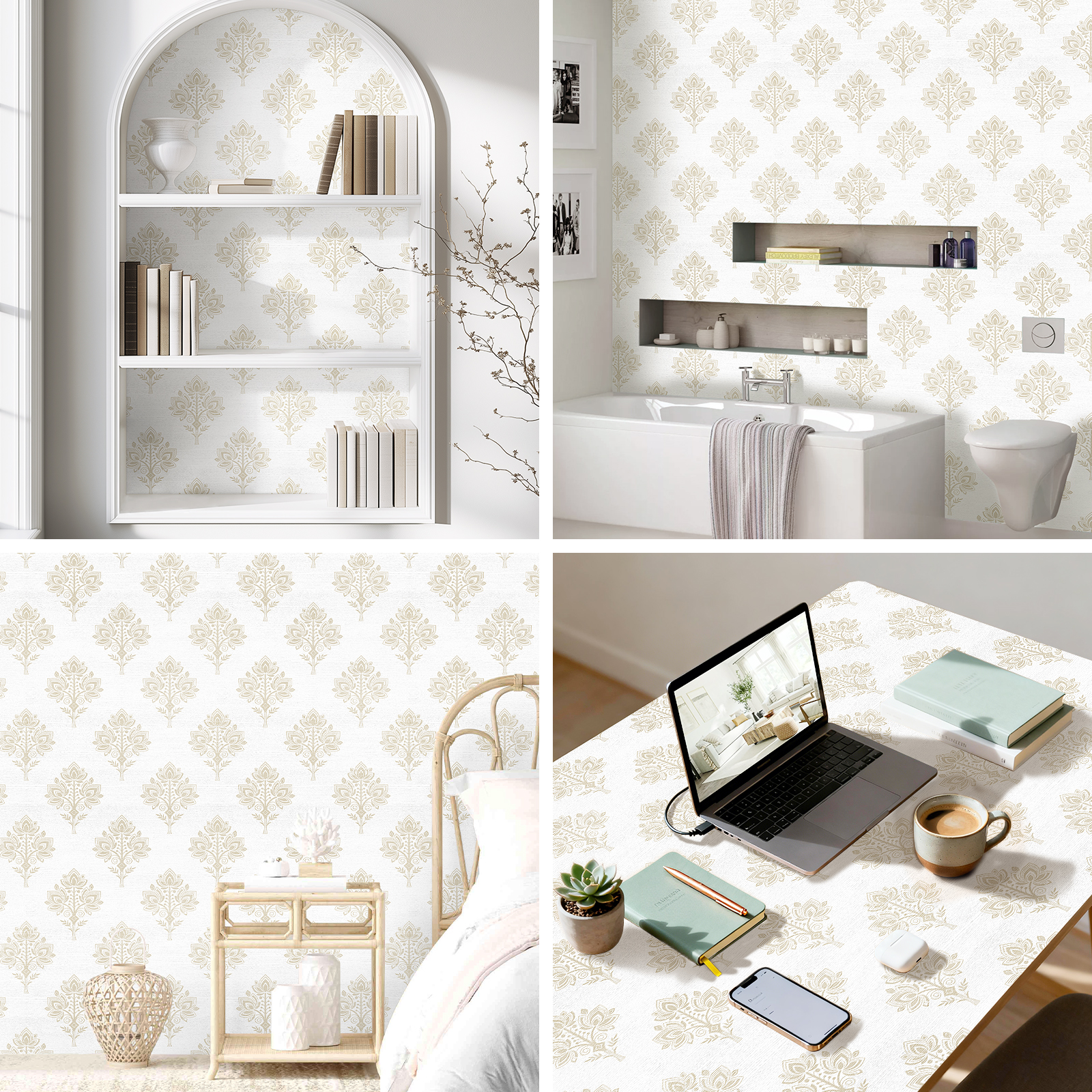 thumbnail video image 2 of DAZLUTE Peel and Stick Removable Wallpaper Golden Floral Contact Self Adhesive Paper Wallpaper 17.72" x 118", 2 of 8